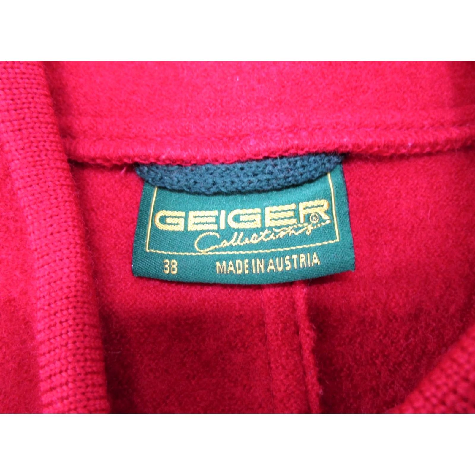 Vintage Geiger Cardigan 100% Wool Heavy Vintage Red Round Neck Long Sleeve Size 38 Women Size XS / US 0-2 / IT 36-38 - 2 Thumbnail