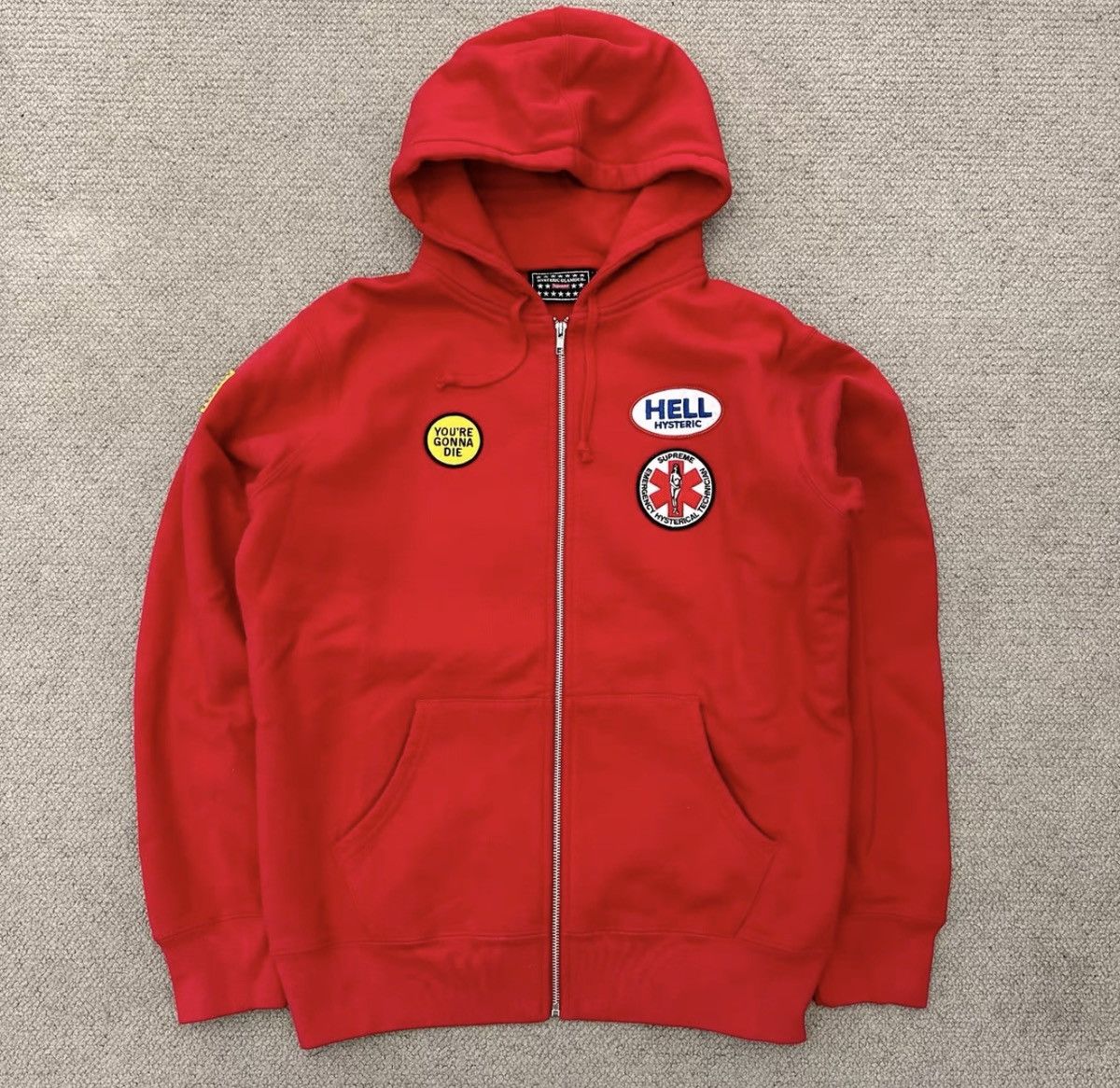 Supreme hysteric Glamour patches zip up sweatshirt hoodie