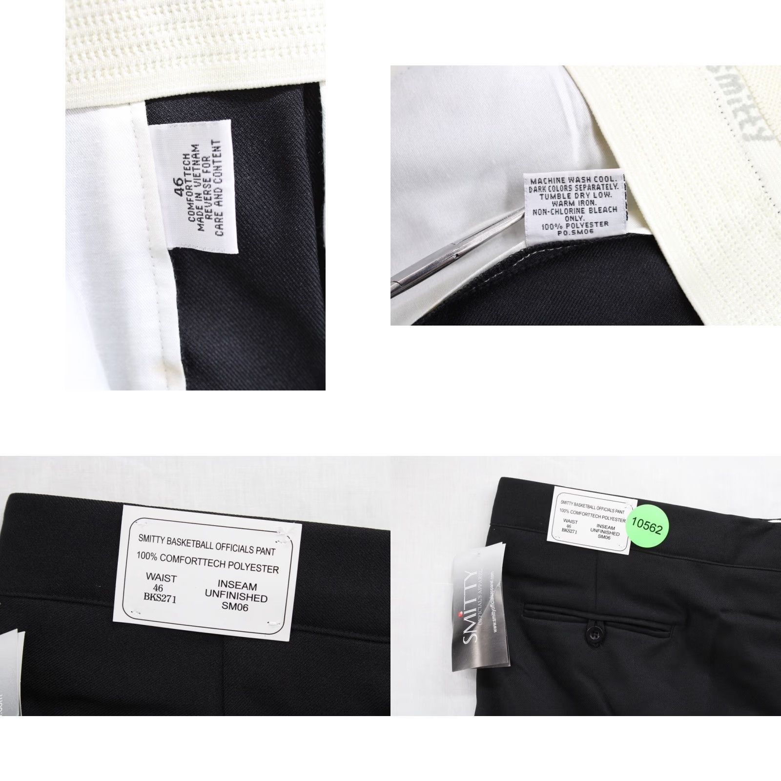 Vintage NWT Smitty Basketball Official Ref Pant Men's 46 Unhemmed Comforttech Black Size US 30 / EU 46 - 8 Thumbnail