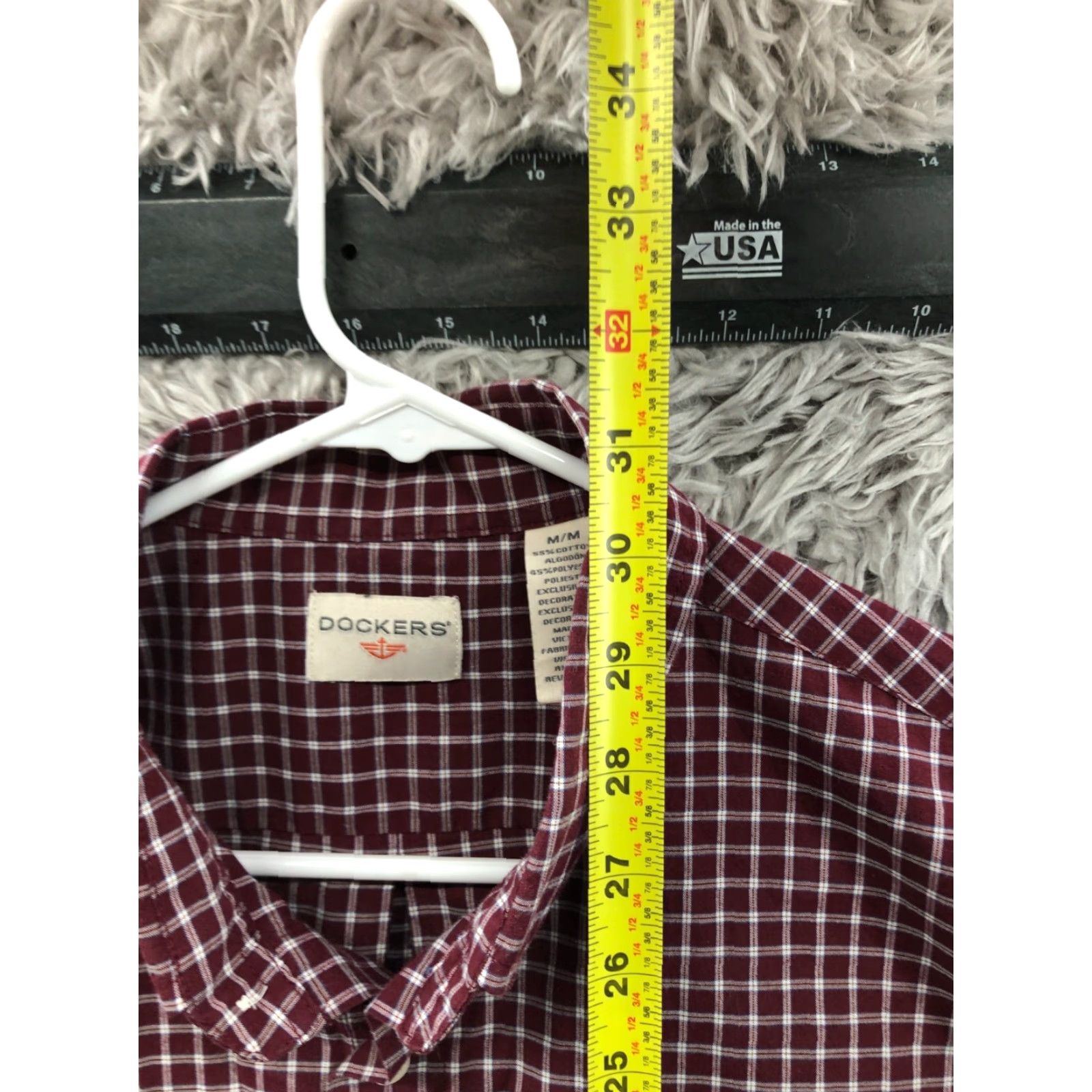 Dockers DOCKERS Shirt Mens Red Check Long Sleeve Button-Down Collar M Size US M / EU 48-50 / 2 - 6 Thumbnail
