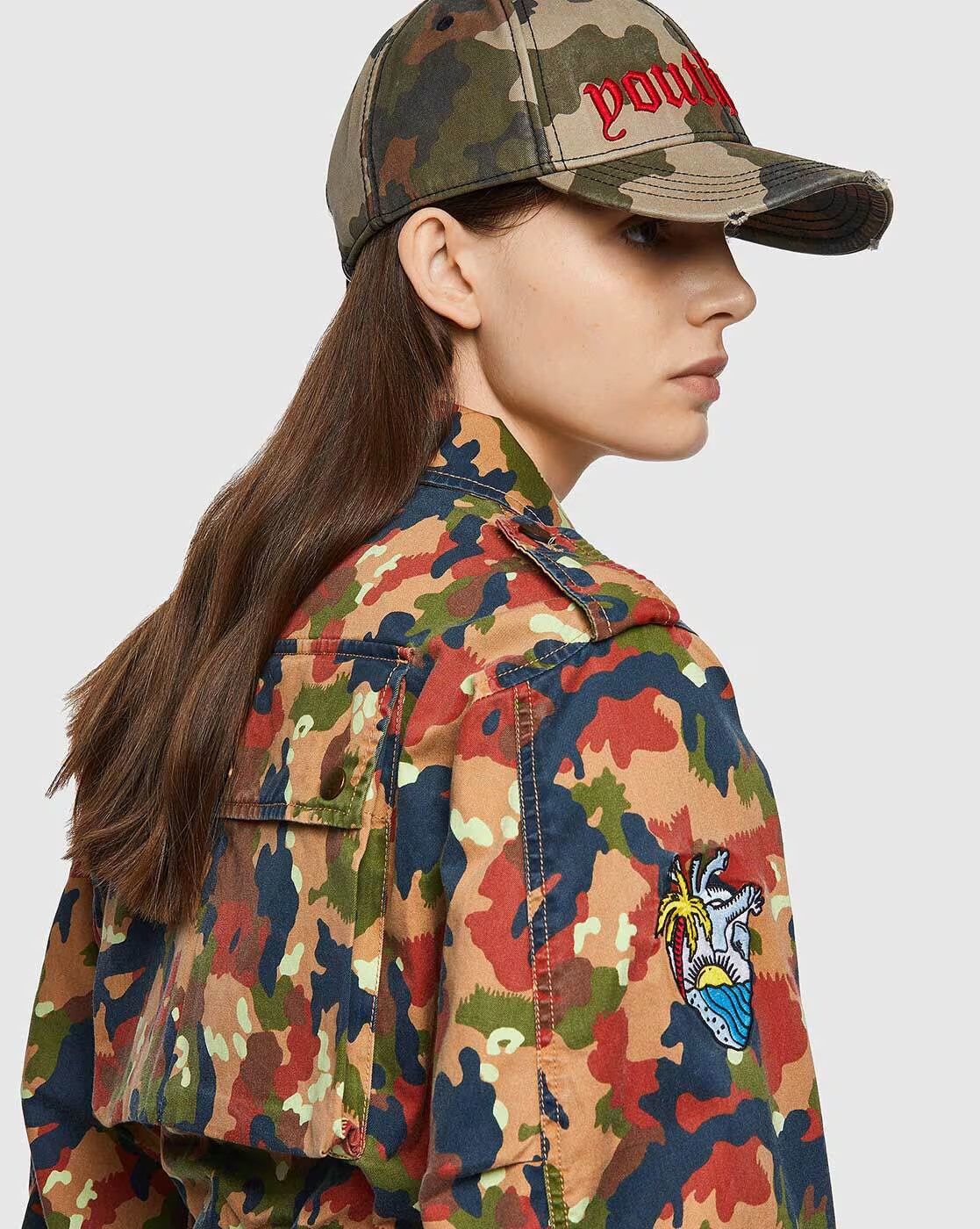 Diesel Diesel Camouflage G-CLAUDIA-CMF Utility Military Jacket Size XS / US 0-2 / IT 36-38 - 4 Thumbnail