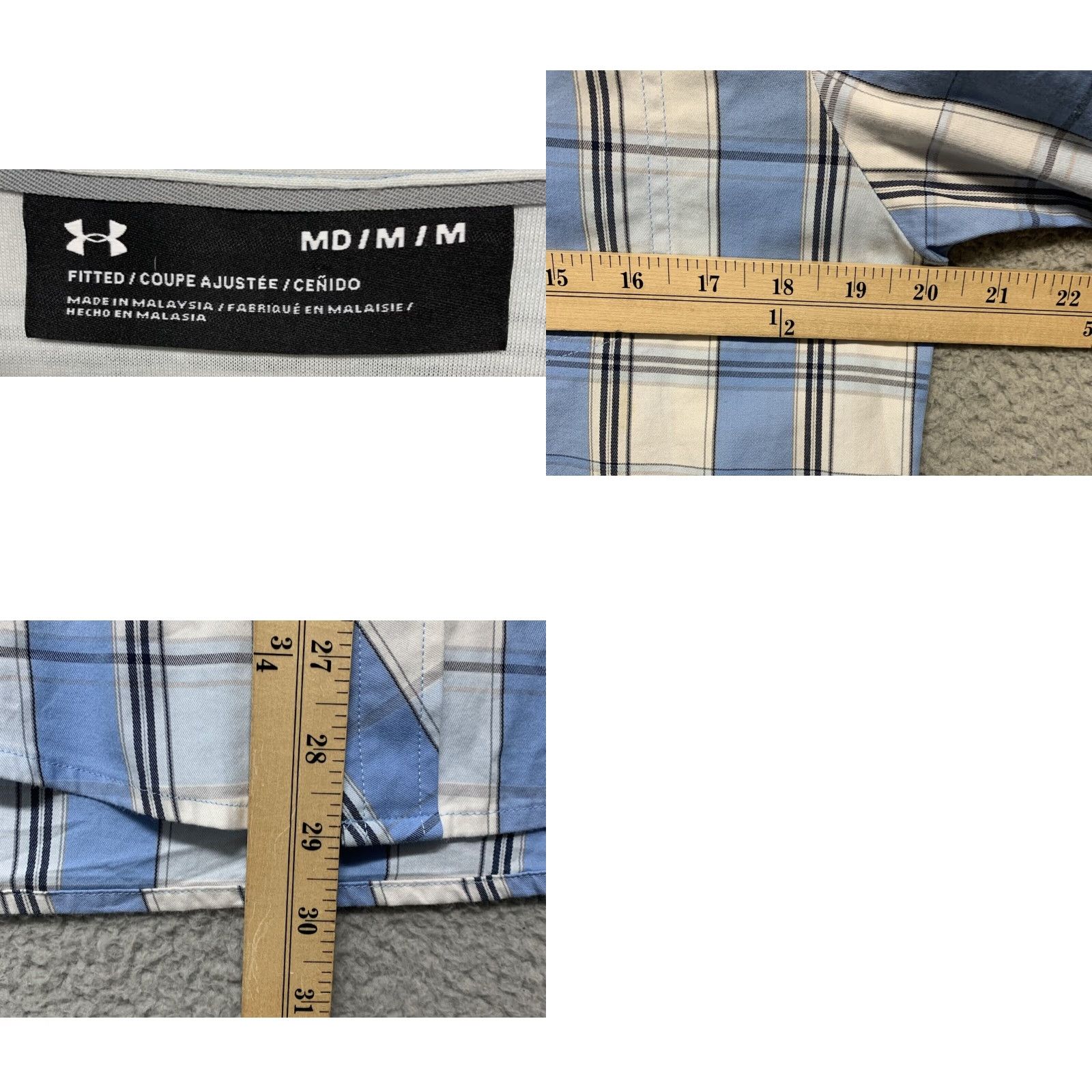 Under Armour Under Armour Men's M Fitted Plaid Short Sleeve Shirt Snap Button Collar Casual Shirt Size US M / EU 48-50 / 2 - 8 Thumbnail