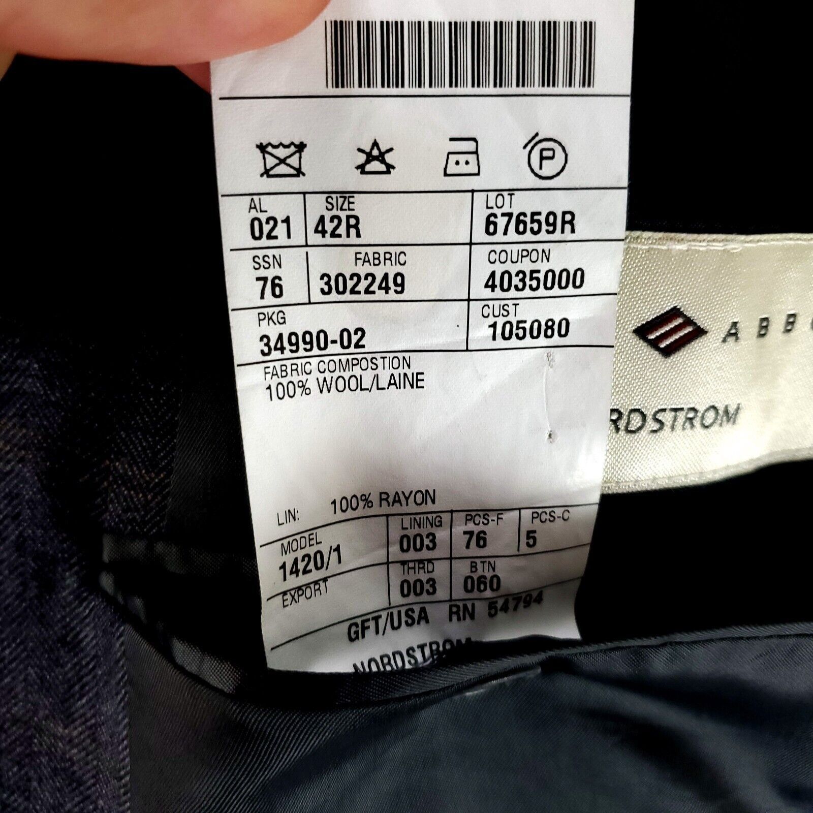 Joseph Abboud Joseph Abboud Nordstrom Wool 3 Button Sport Coat 42R Gray Bl Size 42R - 8 Thumbnail