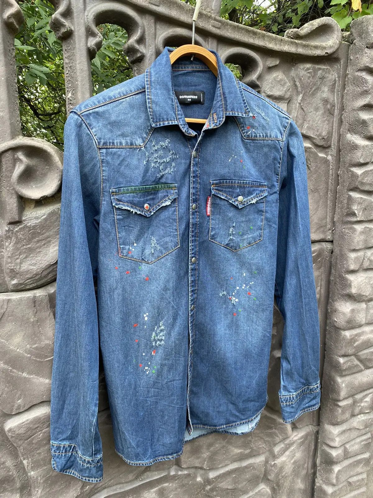 Dsquared2 × Vintage Vintage DSquared2 Distressed Denim Shirt Size US S / EU 44-46 / 1 - 2 Thumbnail