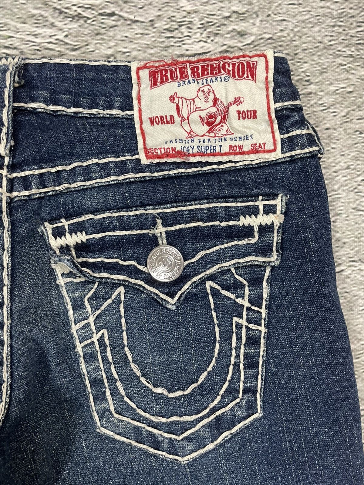 True Religion True Religion blue jeans flared bootcut white stitching Joey Size 28" / US 6 / IT 42 - 3 Thumbnail