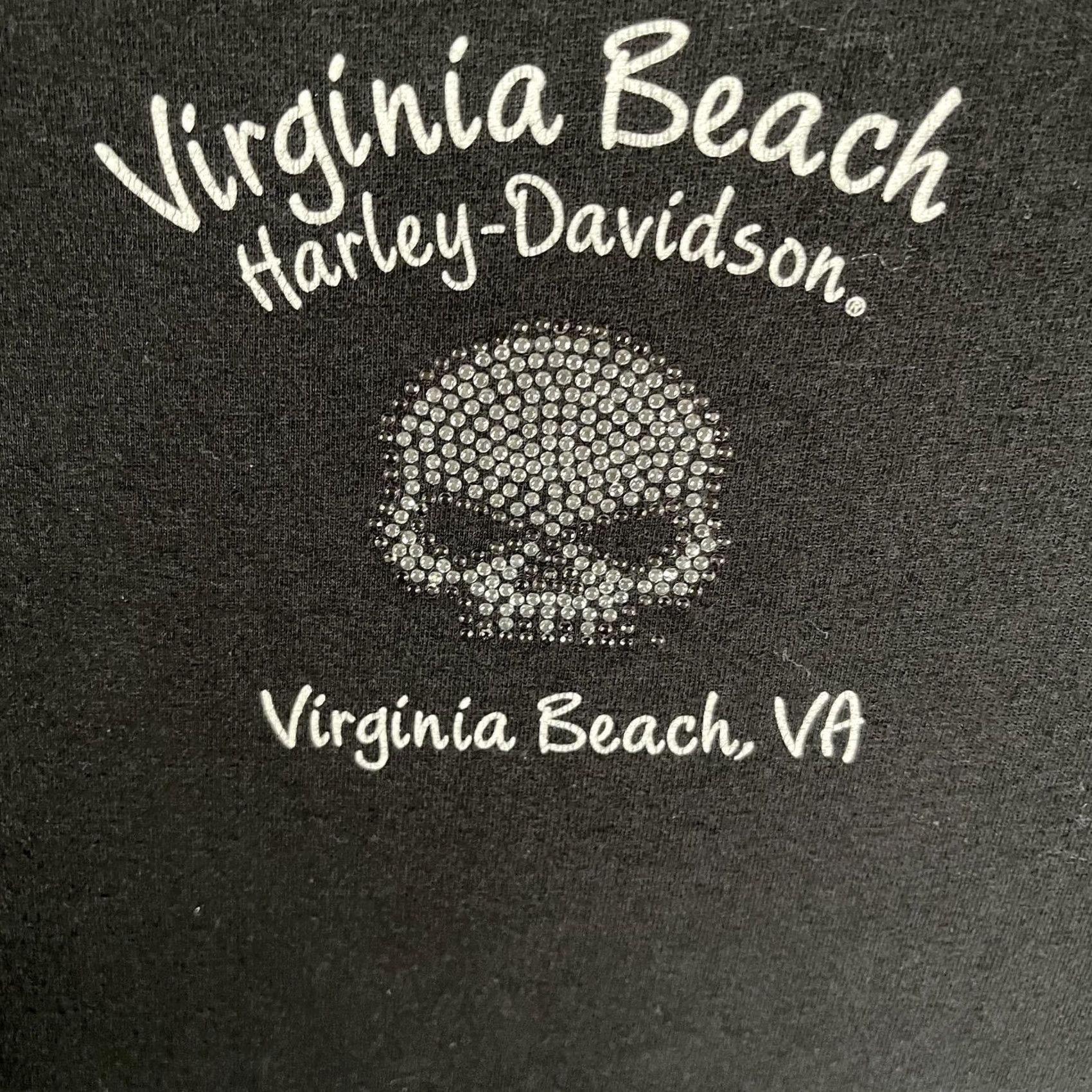Harley Davidson Harley-Davidson Shirt Womens Large Black Rhinestone Skull Virginia Beach VA Size L / US 10 / IT 46 - 5 Thumbnail