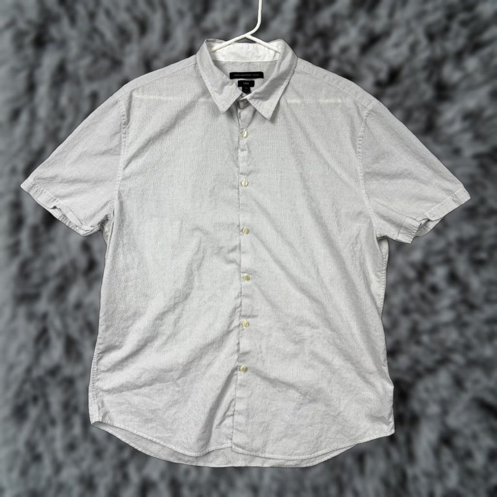John Varvatos John Varvatos U.S.A. Luxe Button Up Shirt Mens XL Gray Striped Old Money Preppy Size US XL / EU 56 / 4 - 1 Thumbnail