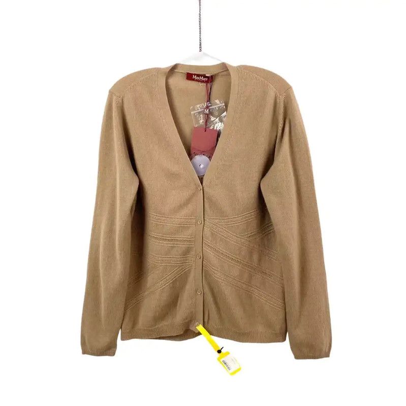 Max Mara MaxMara Beige Wool Women's Cardigan 0089 Size XL / US 12-14 / IT 48-50 - 1 Thumbnail