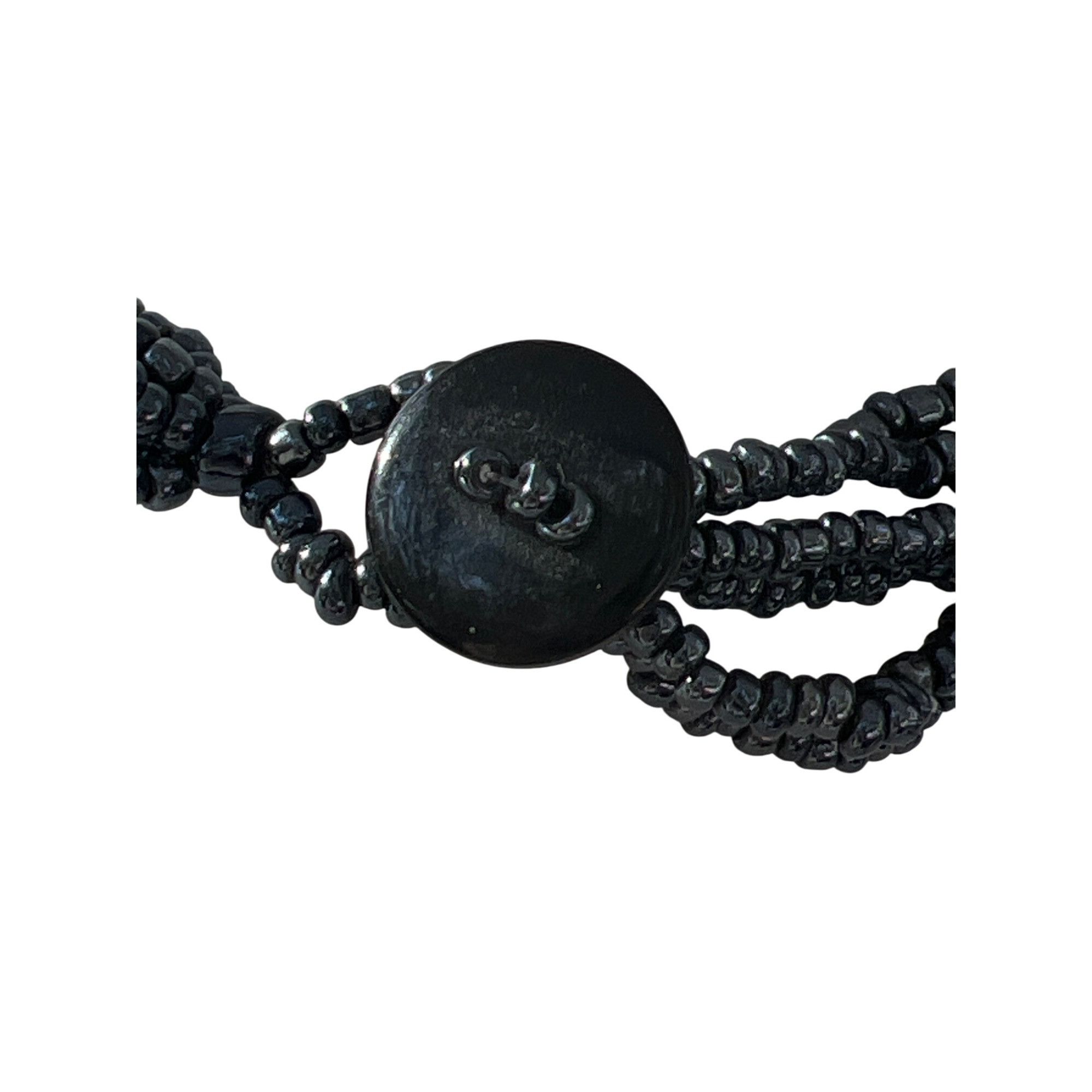 Other Vintage Dark Silver Seed Bead Necklace Carved Mother of Pear Size ONE SIZE - 5 Thumbnail