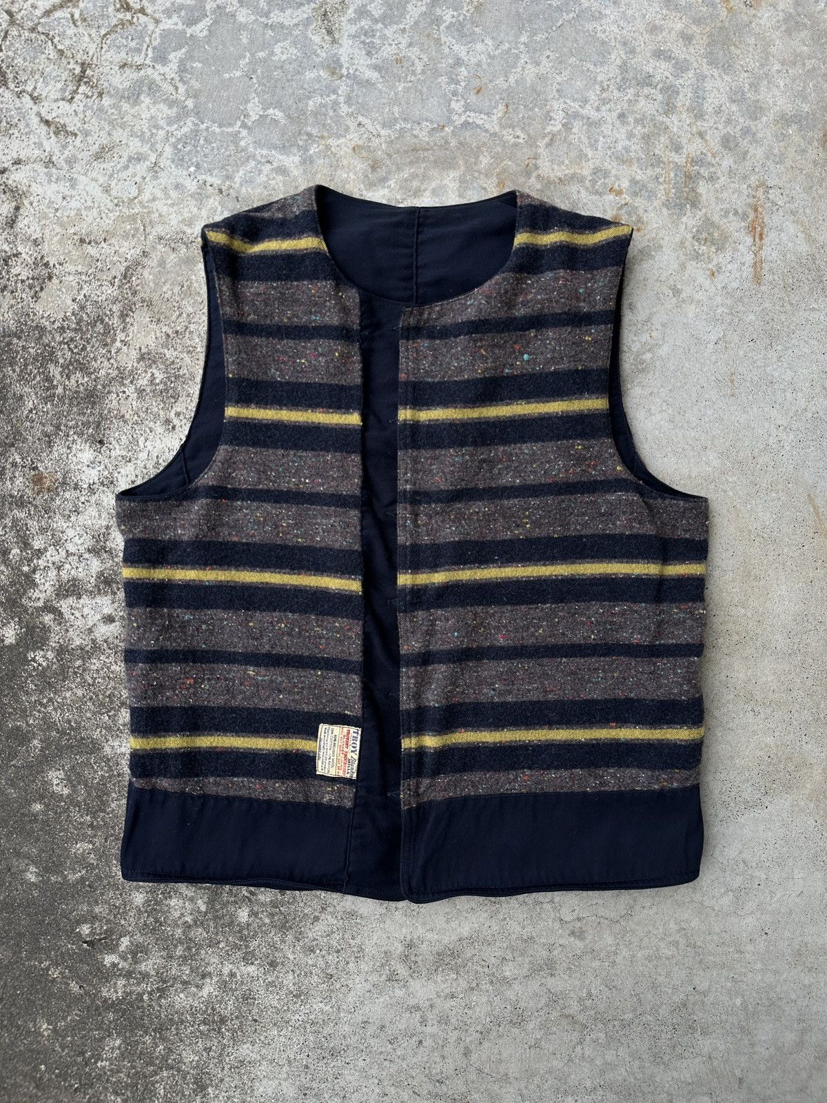 Sugar Cane Striped blanket lined 9.5oz Navy Yellow MOLESKIN VEST Size US L / EU 52-54 / 3 - 2 Thumbnail