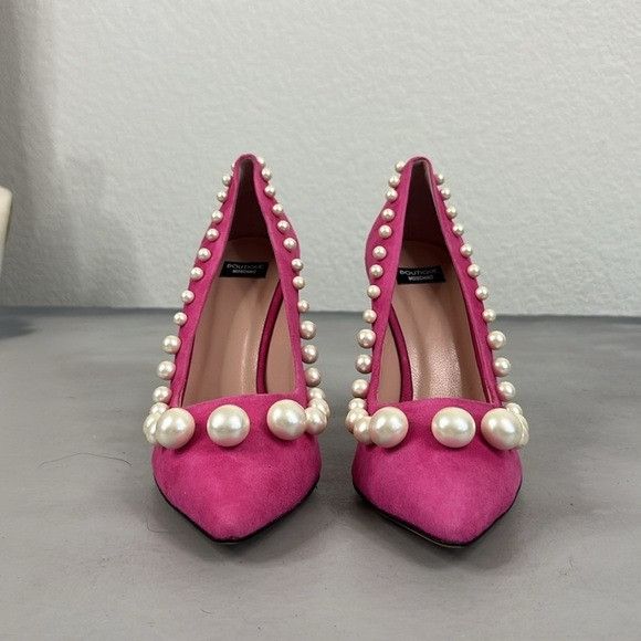 Moschino Moschino Boutique Pink Suede Pearl Pointed Toe 100 mm Heels Size US 8 / IT 38 - 2 Thumbnail