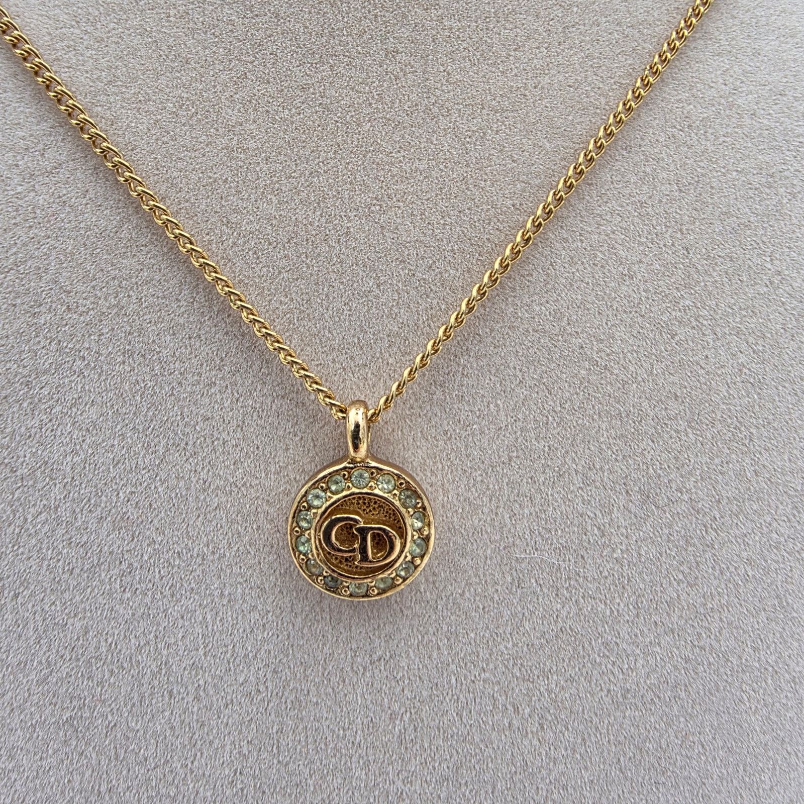 Christian Dior Monsieur Christian Dior Gold-Tone CD Logo Medallion Pendant Necklace Size ONE SIZE - 2 Thumbnail