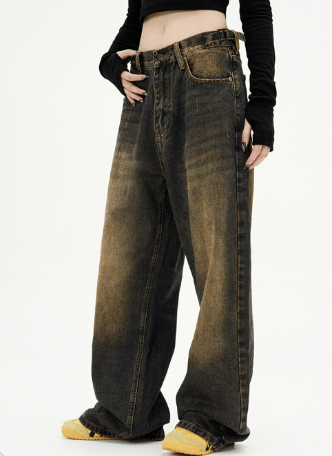Japanese Brand × Jean Vintage distressed loose wide-leg men's Cleanfit jeans Size US 32 / EU 48 - 4 Thumbnail