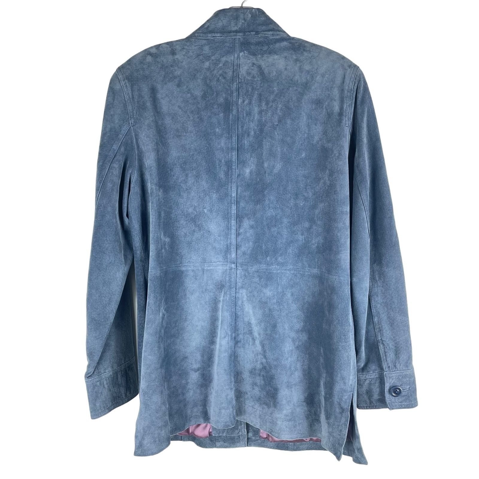 Armani Collezioni Classiques Entier Suede Jacket Button Front Blue Size L Size L / US 10 / IT 46 - 7 Thumbnail