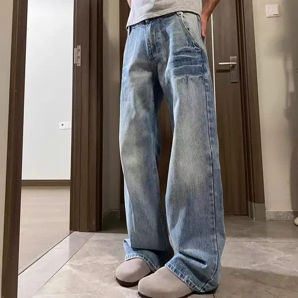 Japanese Brand Kimiko x Ryou Men's blue washed retro street straight jeans Size US 32 / EU 48 - 8 Thumbnail