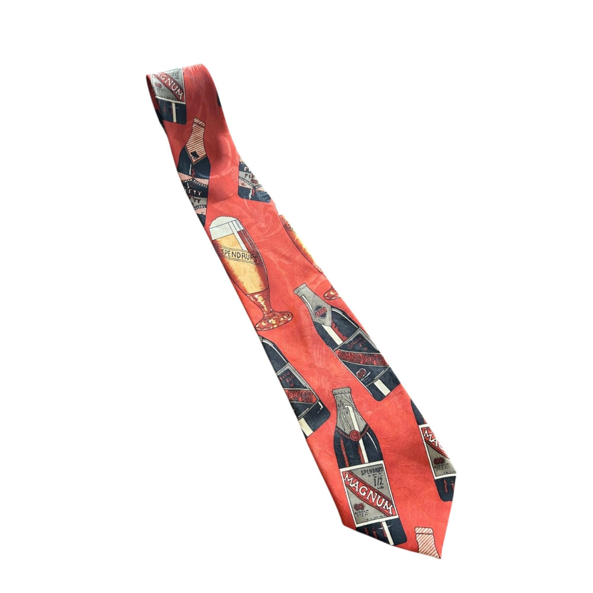 Vintage Burnt Orange Novelty Alcohol Print 100% Peacock Silk Tie Size ONE SIZE - 5 Thumbnail