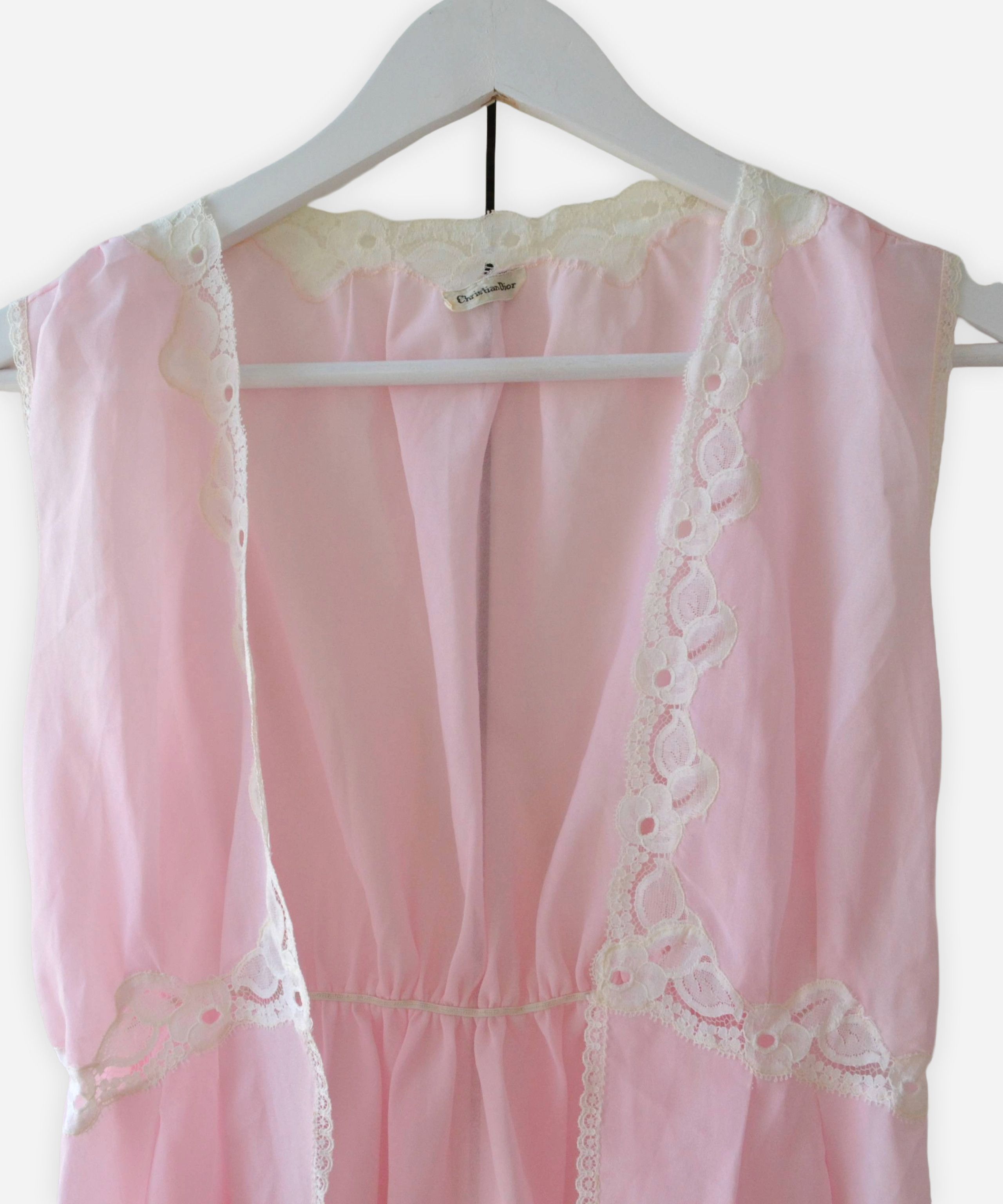 Dior Christian Dior Slip Dress Lingerie Vintage Pink White Size ONE SIZE - 2 Thumbnail