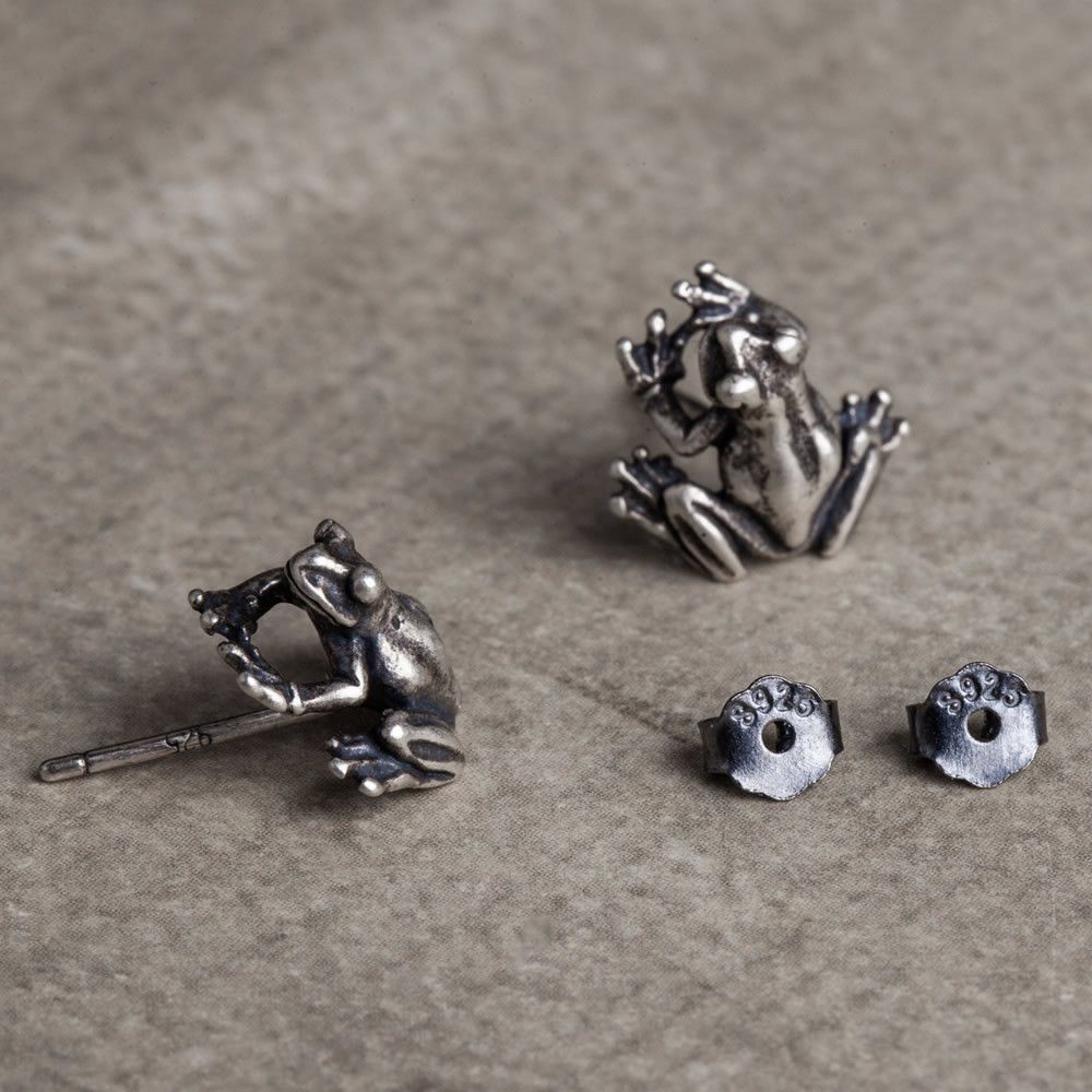 Handmade × Jewelry Frog Dark Earrings One Pairs Chrome Jewelry Size ONE SIZE - 2 Thumbnail