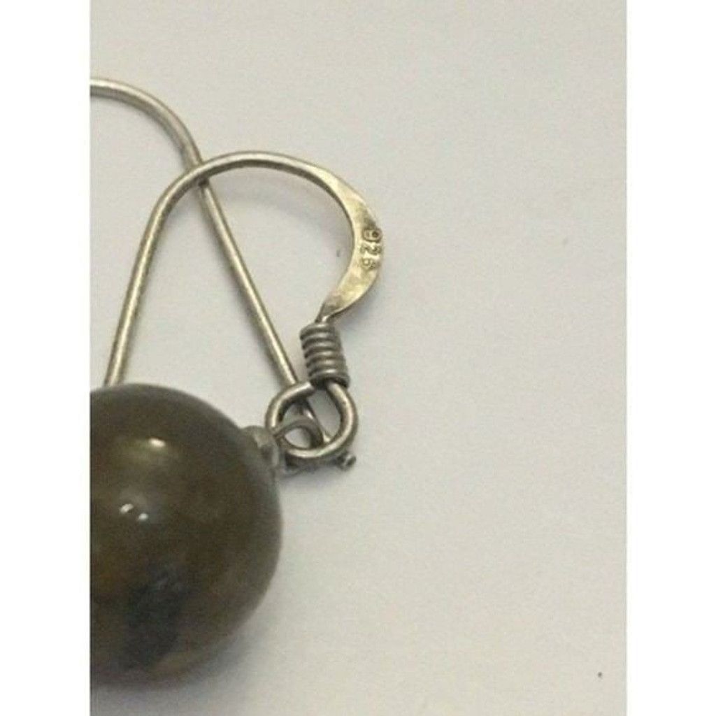 The Unbranded Brand Sterling Silver 925 Dark Brown Stone Bead Hoops Vintage Size ONE SIZE - 2 Thumbnail