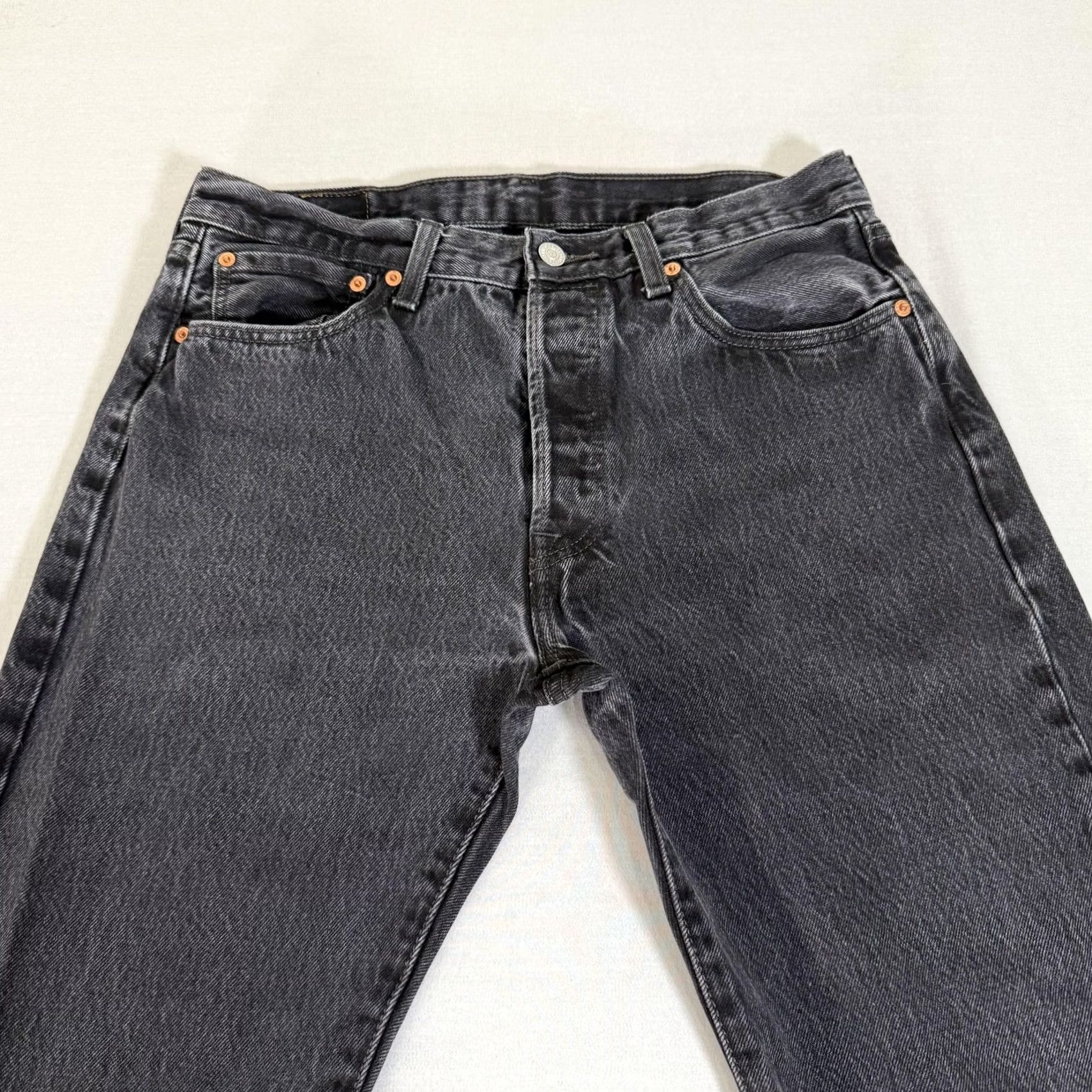 Levi's Levi's Jeans Mens 33x30 Black 501 Straight Fit Distressed Denim Pants Y2K Size US 33 - 2 Thumbnail
