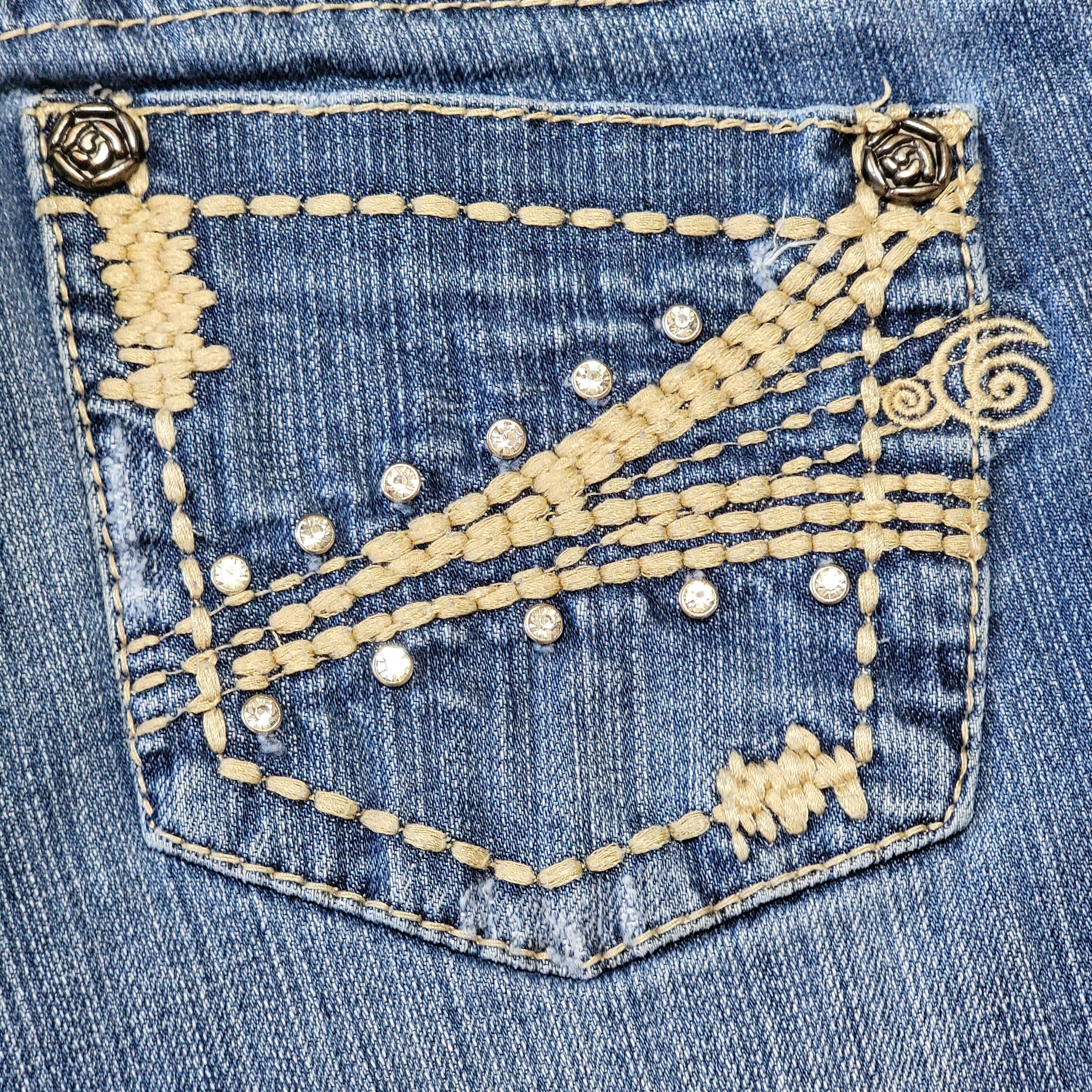 Other Adiktd Denim Jeans Rose & Bling Pockets - Size 2/W27 Size 28" / US 6 / IT 42 - 7 Thumbnail