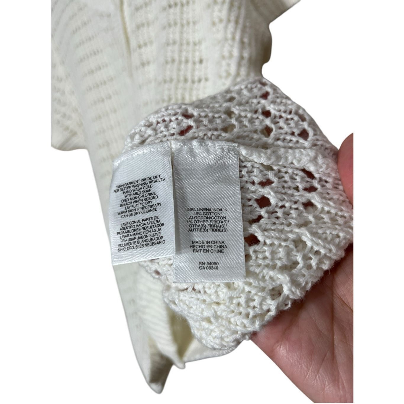 Jones New York Jones New York Sport White Knit Linen Blend Cardigan Sweater Size M / US 6-8 / IT 42-44 - 7 Thumbnail