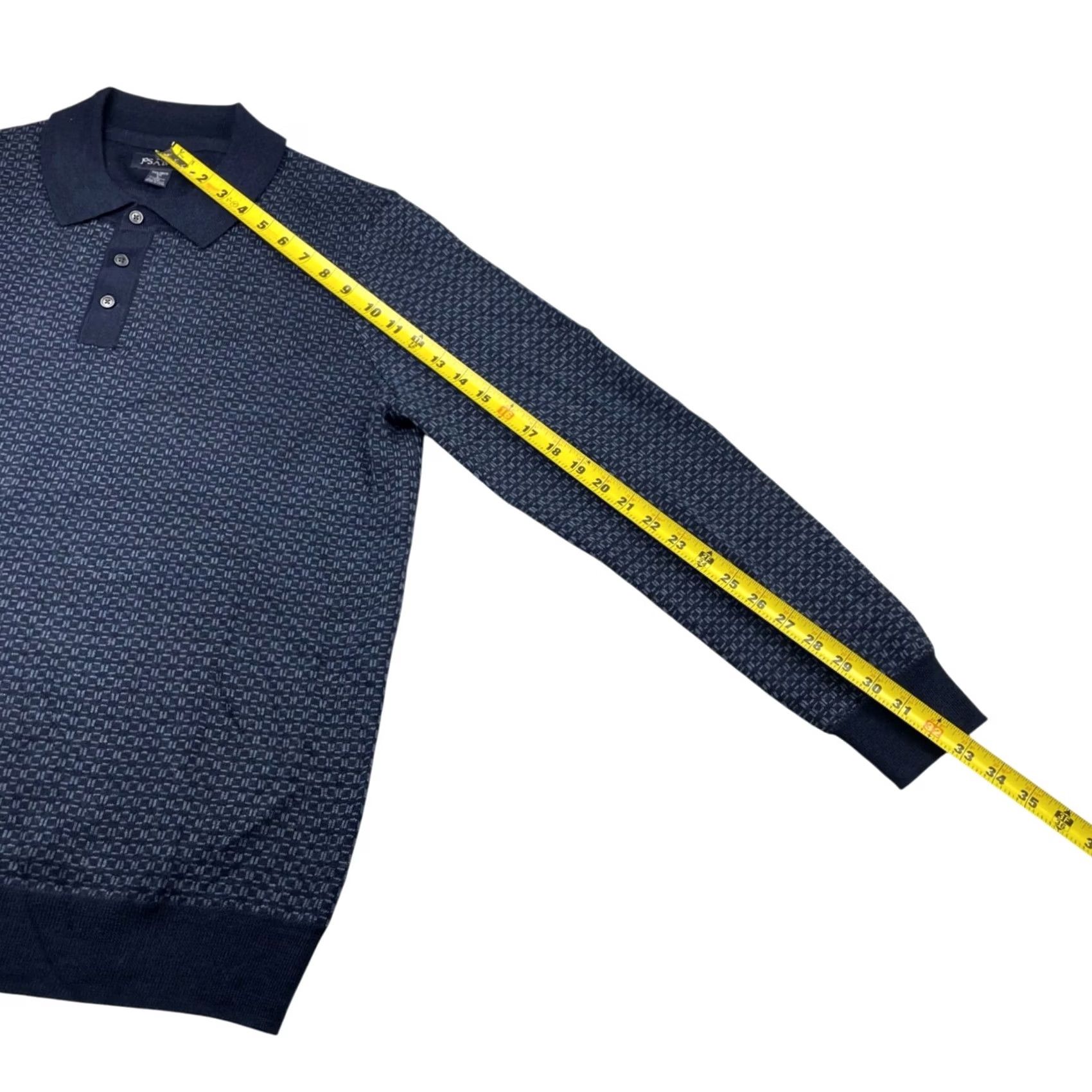Jos. A. Bank Jos A Bank Men's Wool Tailored Fit Polo Sweater Navy Blue Geometric Large Size US L / EU 52-54 / 3 - 5 Thumbnail