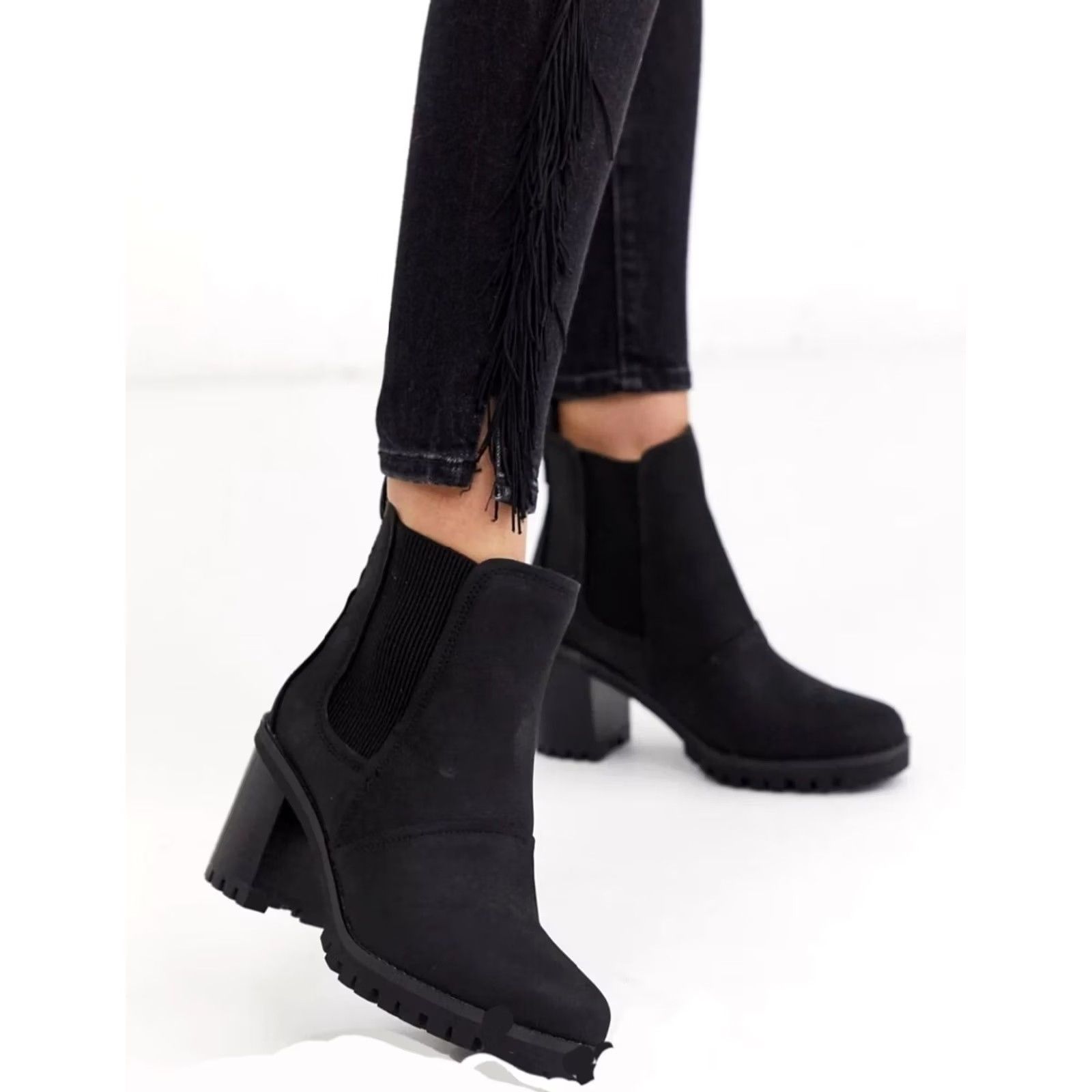Ugg UGG Hazel Waterproof Suede Boots Chelsea Black Women's US 9.5 High Heel Chunky Shaft Ankle Boots Block Heel Chelsea Style EU40.5 UK7.5 Shoes Womens Size US 10 / IT 40 - 2 Thumbnail