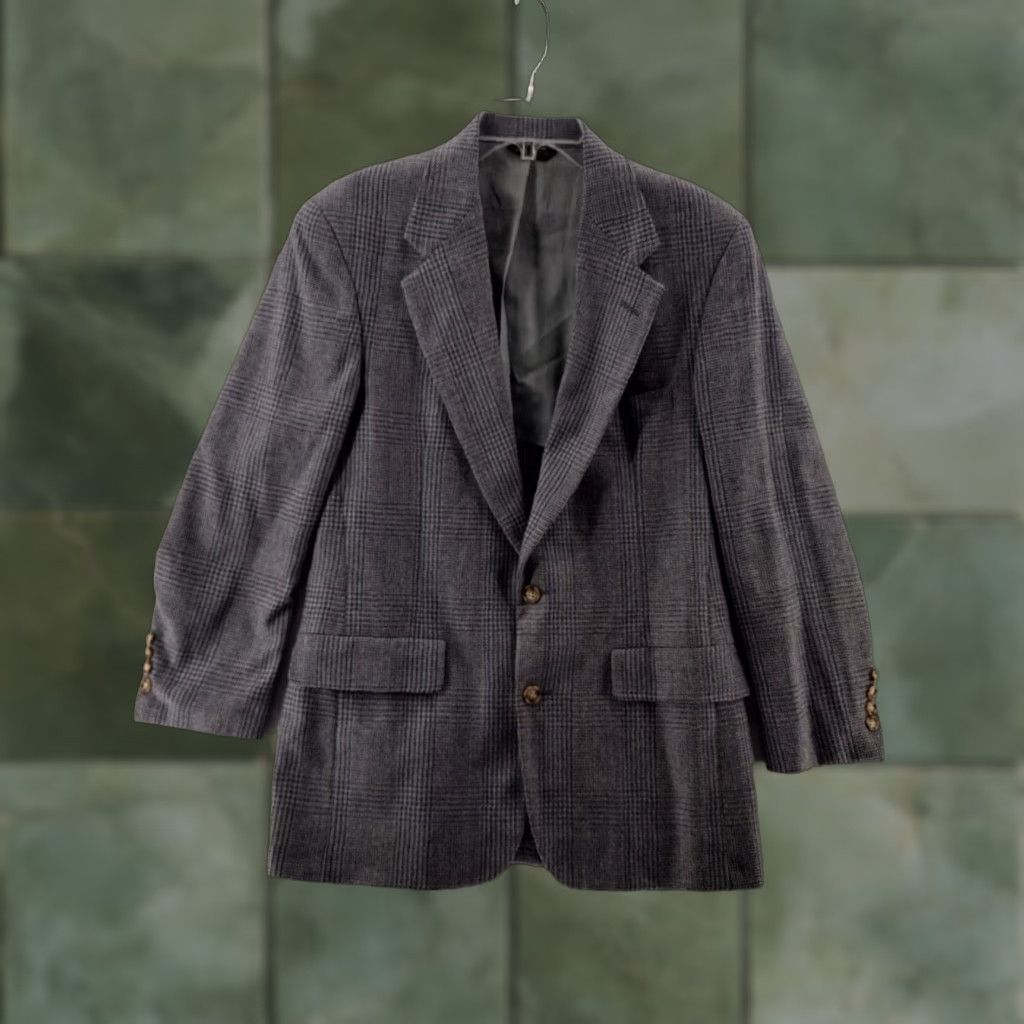Vintage VINTAGE John Weitz Blazer 40R Gray Wool-Tweed Herringbone Sport Coat USA Mens Size 40R - 1 Thumbnail