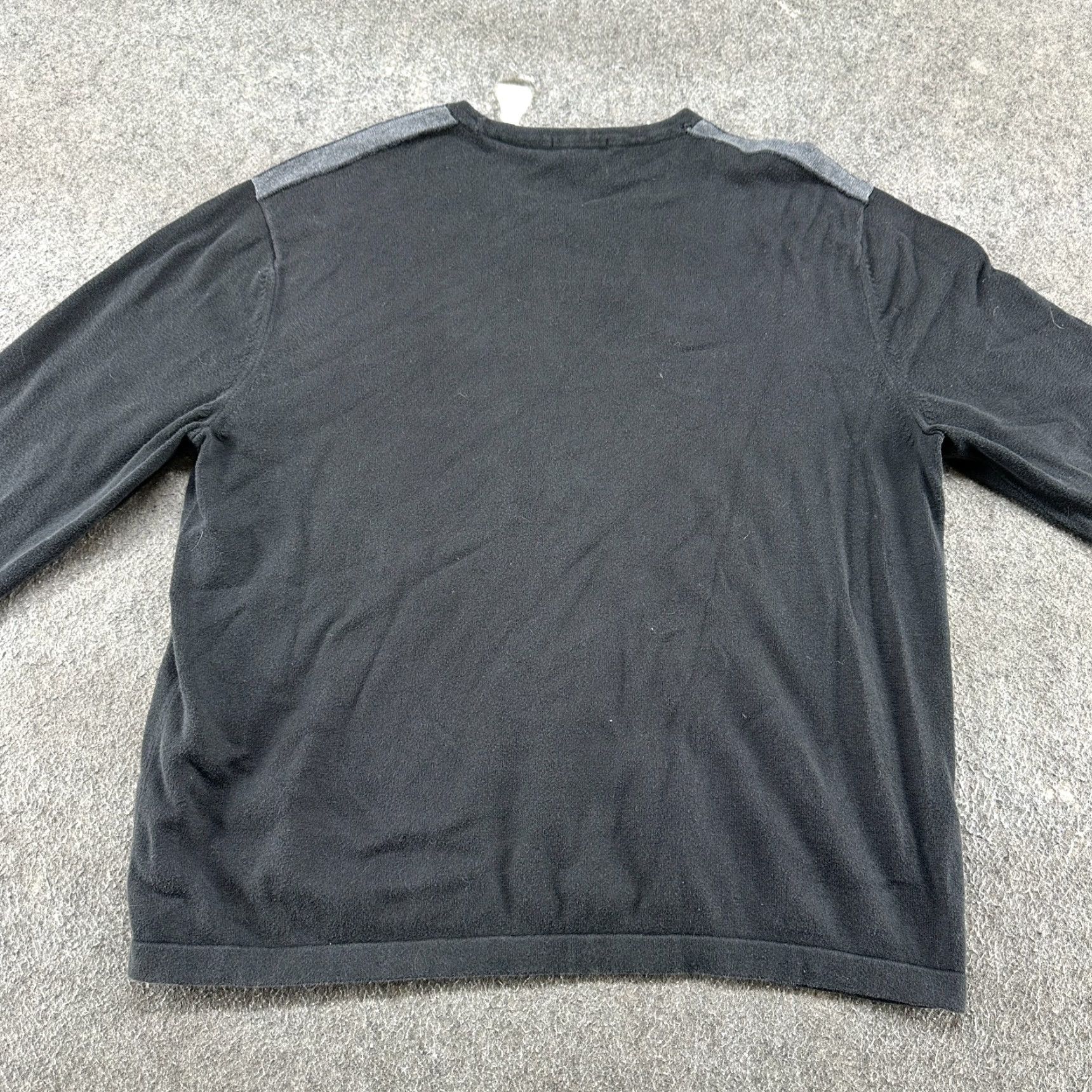 Alfani VINTAGE Alfani Sweater Mens XL Black Red Crew Neck Knit Pullover Cotton Skater Stripe Sleeve Long Solid 90s Mens Size US XL / EU 56 / 4 - 6 Thumbnail