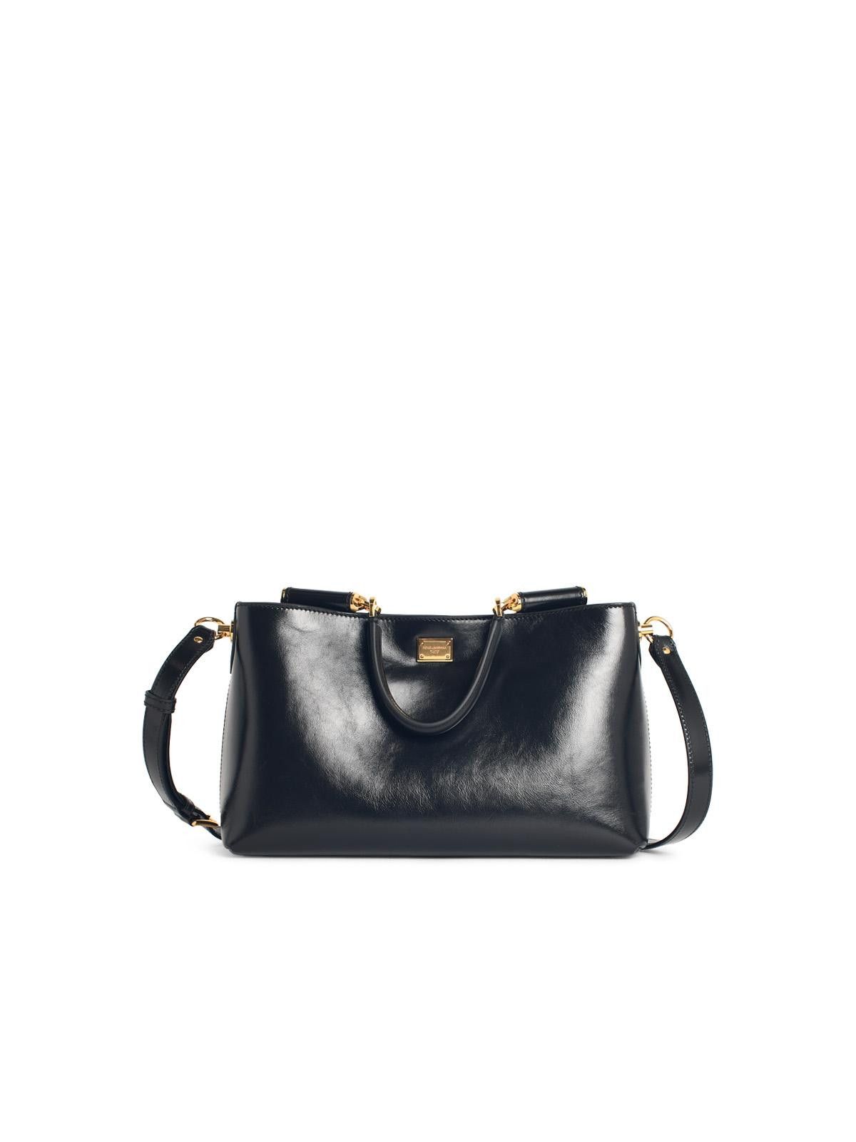 Dolce & Gabbana DOLCE & GABBANA Large 'My Sicily' Black Leather Bag Size ONE SIZE - 1 Thumbnail