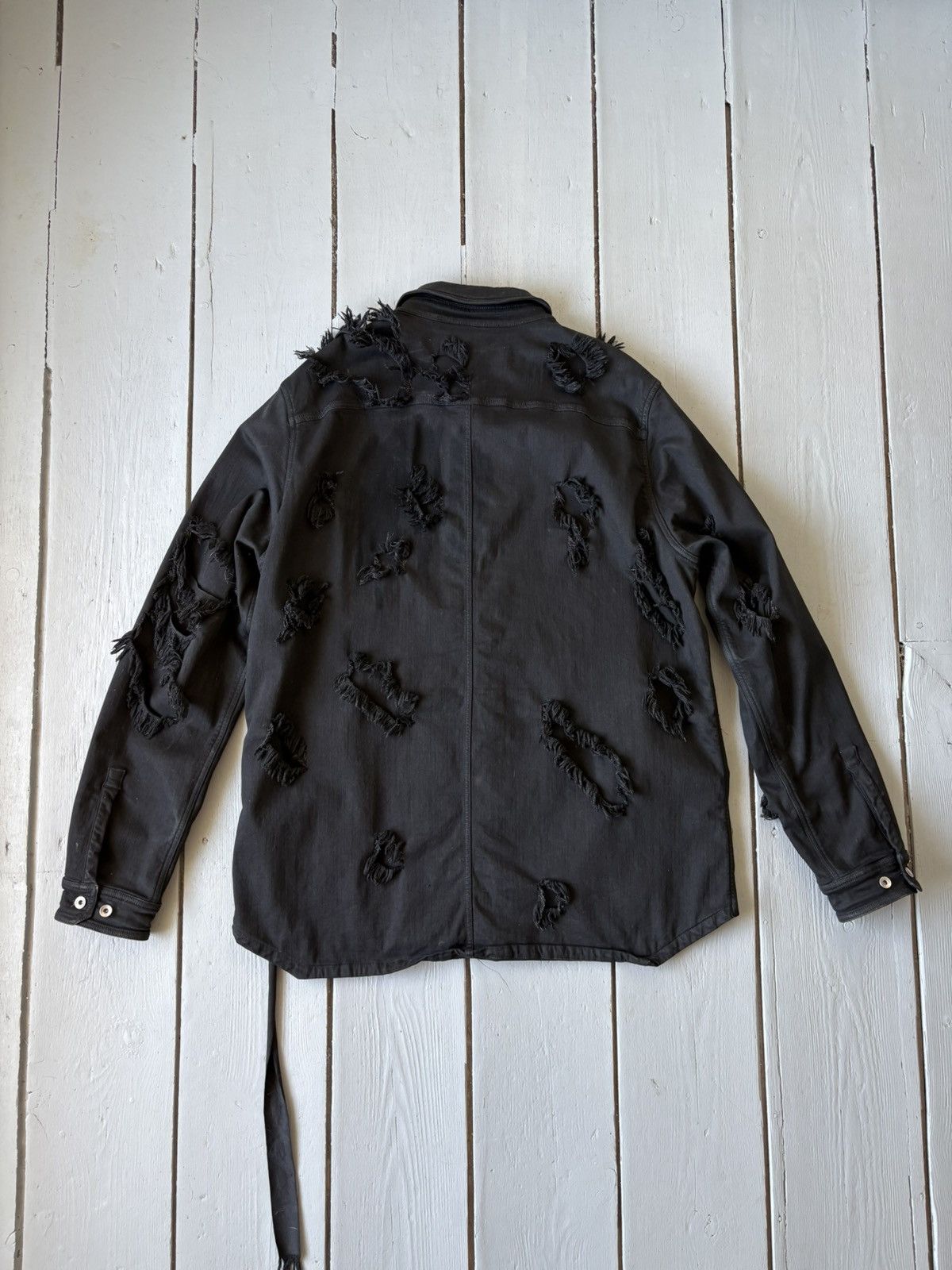 Rick Owens Rick Owens double layered distressed Denim Outershirt Size US XL / EU 56 / 4 - 4 Thumbnail