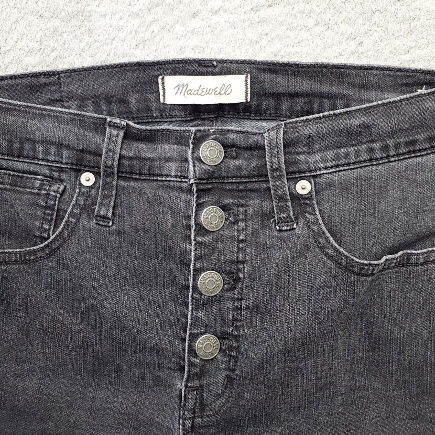 Madewell Madewell Womens Jeans 28 Black Denim High Rise Skinny Button Fly Frayed Hem Jeans Size 28" / US 6 / IT 42 - 7 Thumbnail