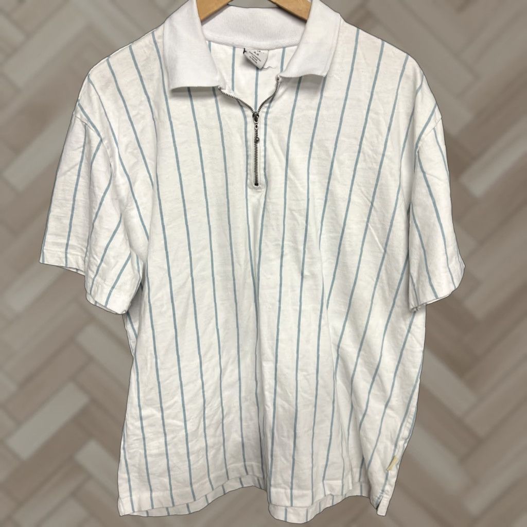 Urban Outfitters Urban Outfitters Polo Shirt Mens Blue White Striped Zip Medium Size US M / EU 48-50 / 2 - 1 Thumbnail