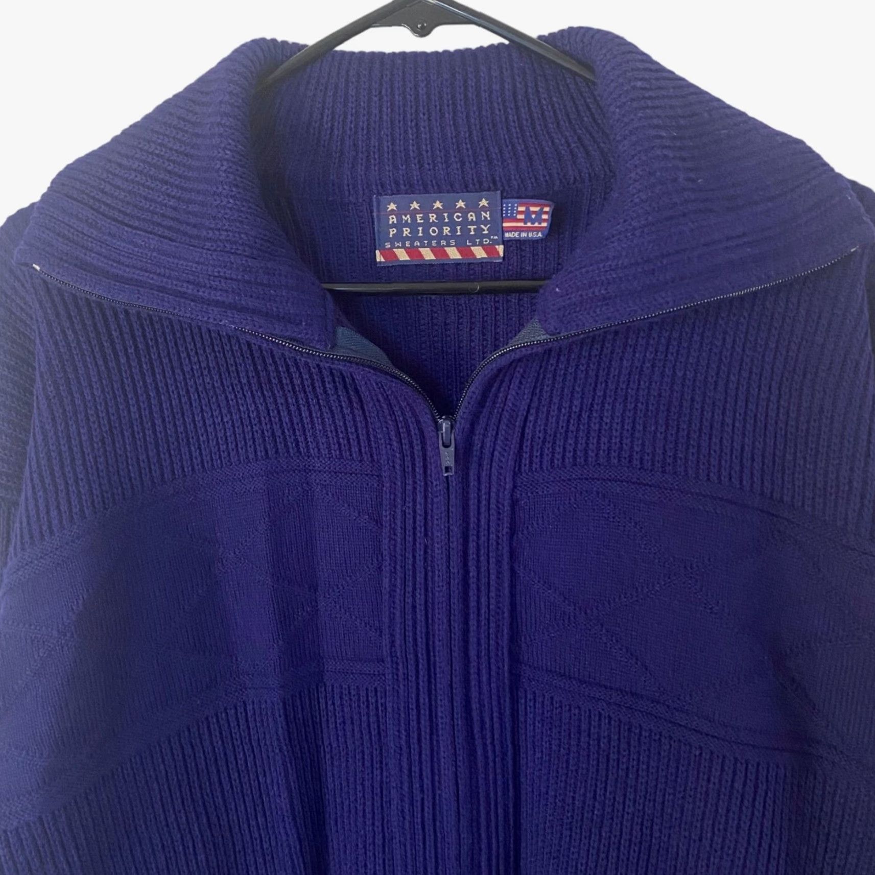 Vintage VINTAGE American Priority Full Zip Sweater Men M Blue Knit Collared Size US M / EU 48-50 / 2 - 5 Thumbnail