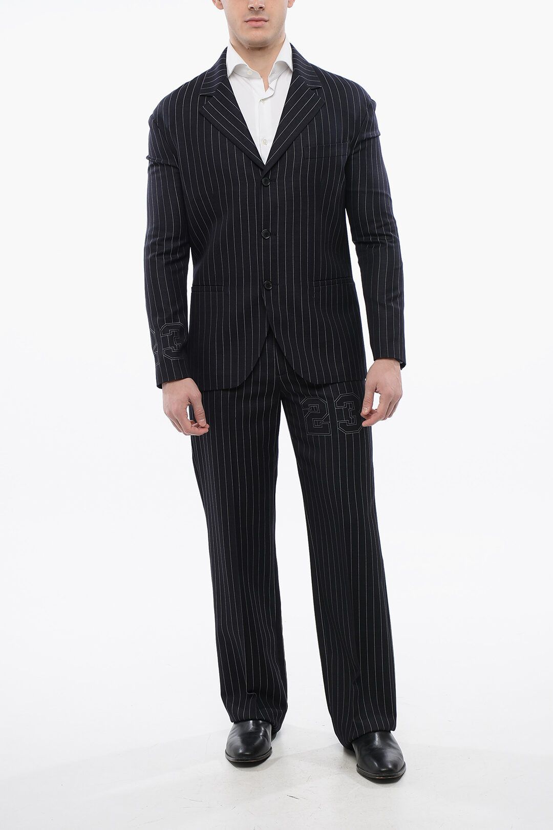 Off-White og1mm1025 Pinstriped 23 Blazer in Navy Blue Size US S / EU 44-46 / 1 - 4 Thumbnail