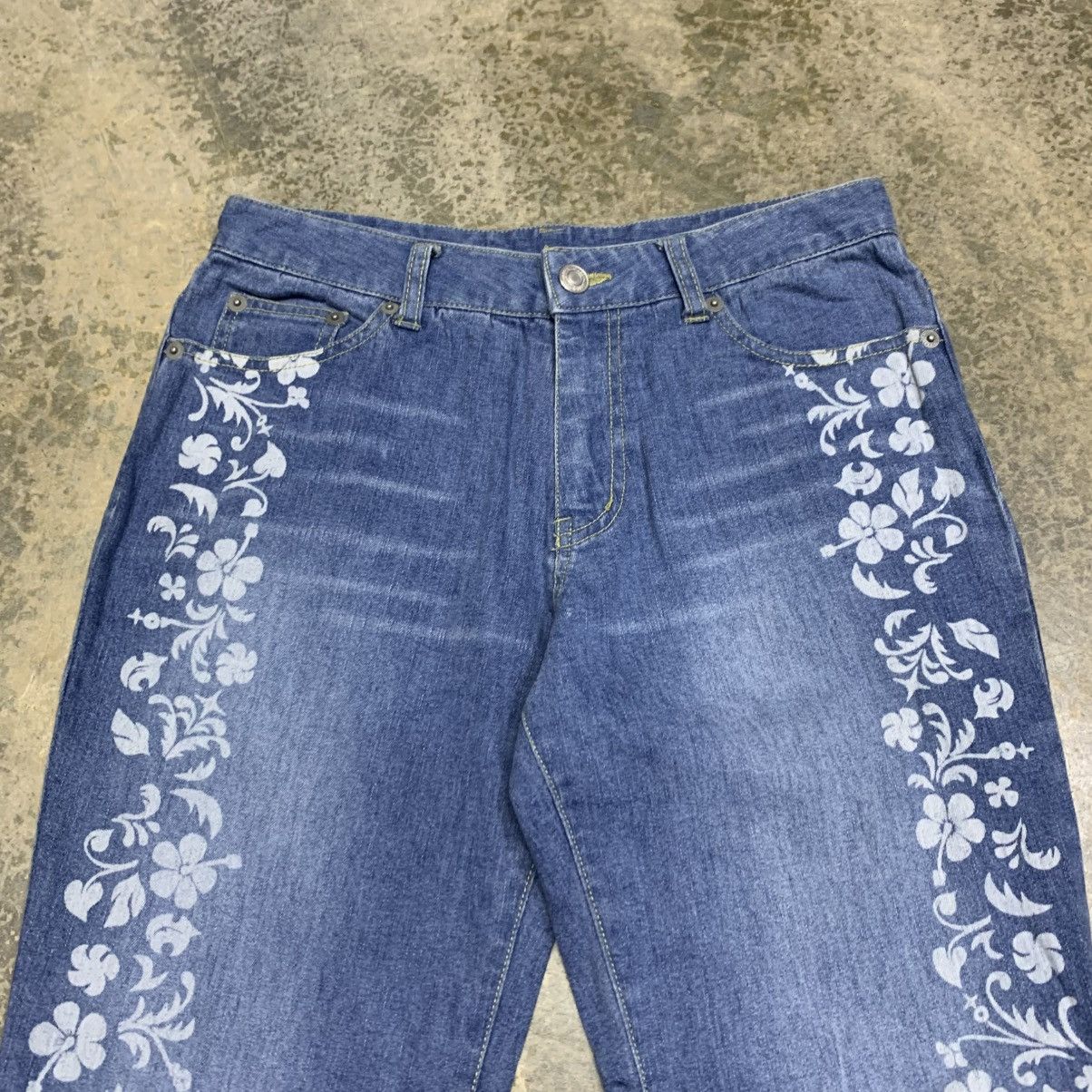 Japanese Brand Vintage Floral Flare Jeans Y2K Japanese Aesthetic Denim Size 26" / US 2 / IT 38 - 4 Thumbnail