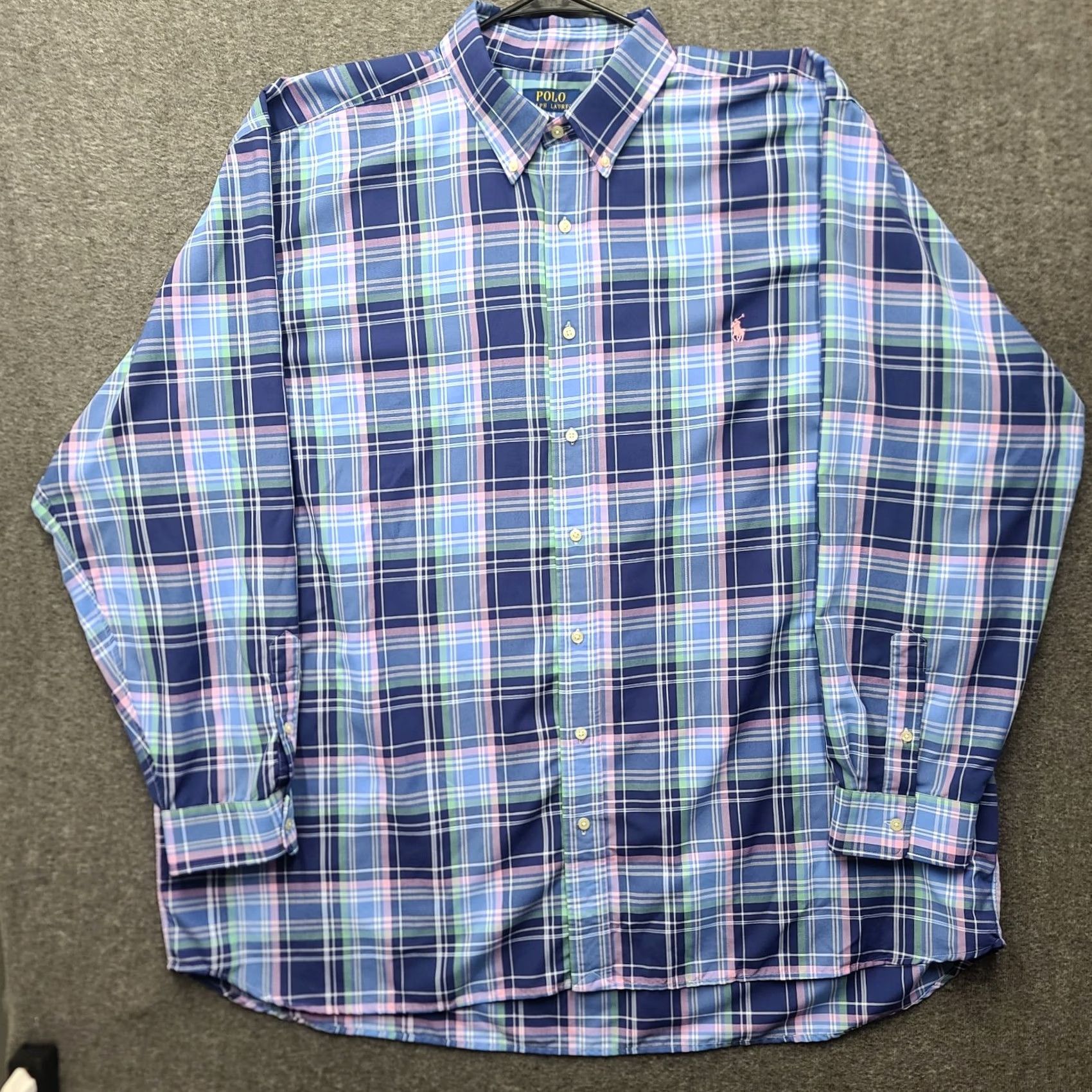 Polo Ralph Lauren VINTAGE Polo Ralph Lauren Performance Shirt Mens 3XB Plaid Long Sleeve Nylon Blend Big Size US XXL / EU 58 / 5 - 2 Thumbnail