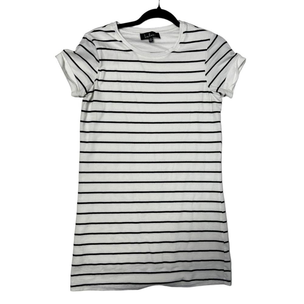 Lulus Lulus l Cafe Society Black and Cream Striped Shirt Dress XS Size XS / US 0-2 / IT 36-38 - 2 Thumbnail