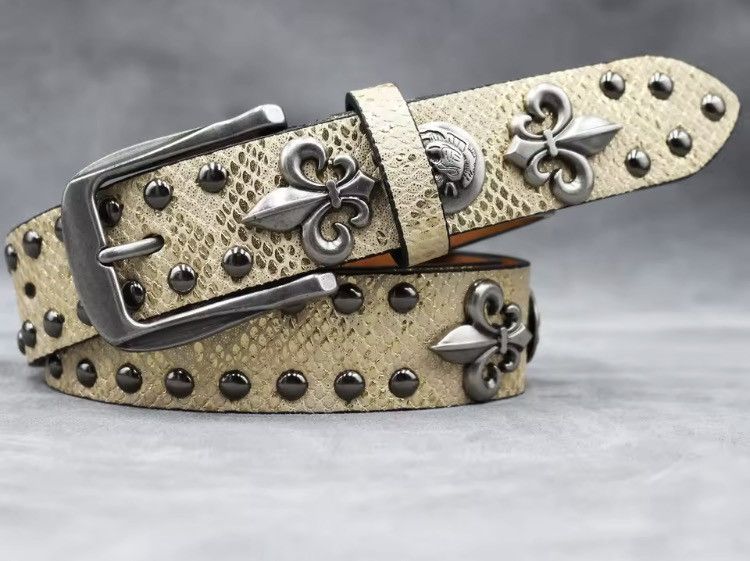 Japanese Brand Y2k PU Leather Rivet Punk Skull Rock Belt 125 cm Size ONE SIZE - 5 Thumbnail
