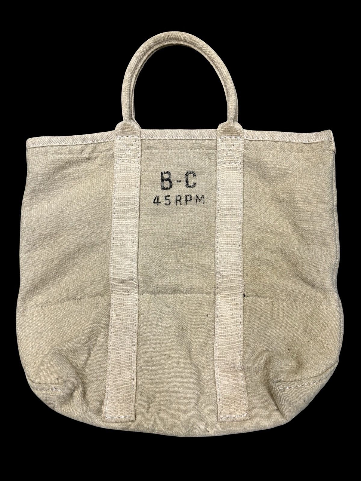 💥Japan Style💥45rpm Aging Motives Canvas Tote Bag F662
