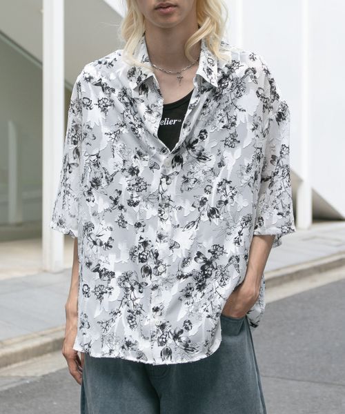 Japanese Brand × Tornado Mart TORNADO MART White Floral Shirt/Outer 3q Size US S / EU 44-46 / 1 - 1 Thumbnail