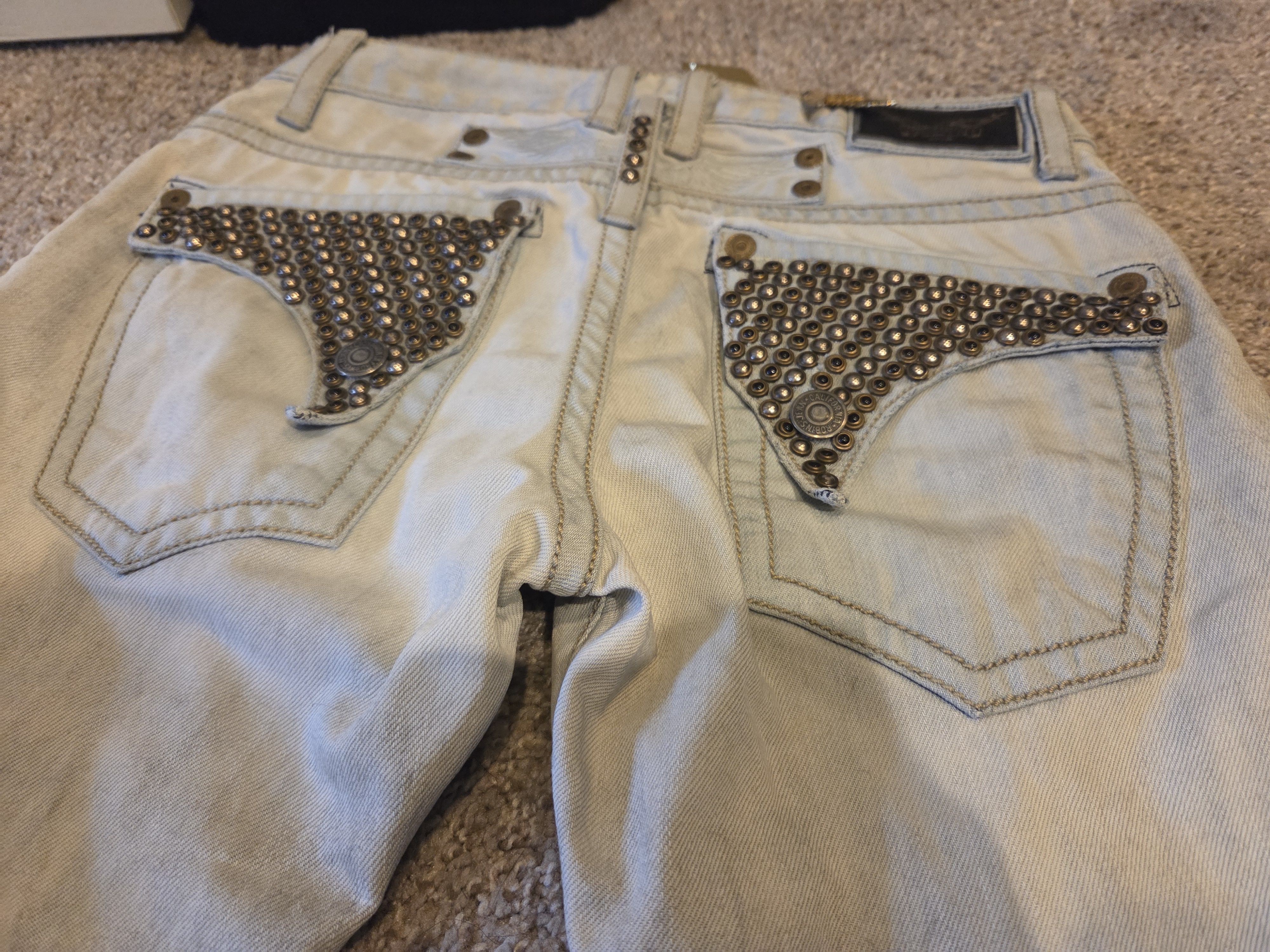 Robins Jeans Long flaps w/ Onyx ans silver studs future wash blue Size US 28 / EU 44 - 6 Thumbnail