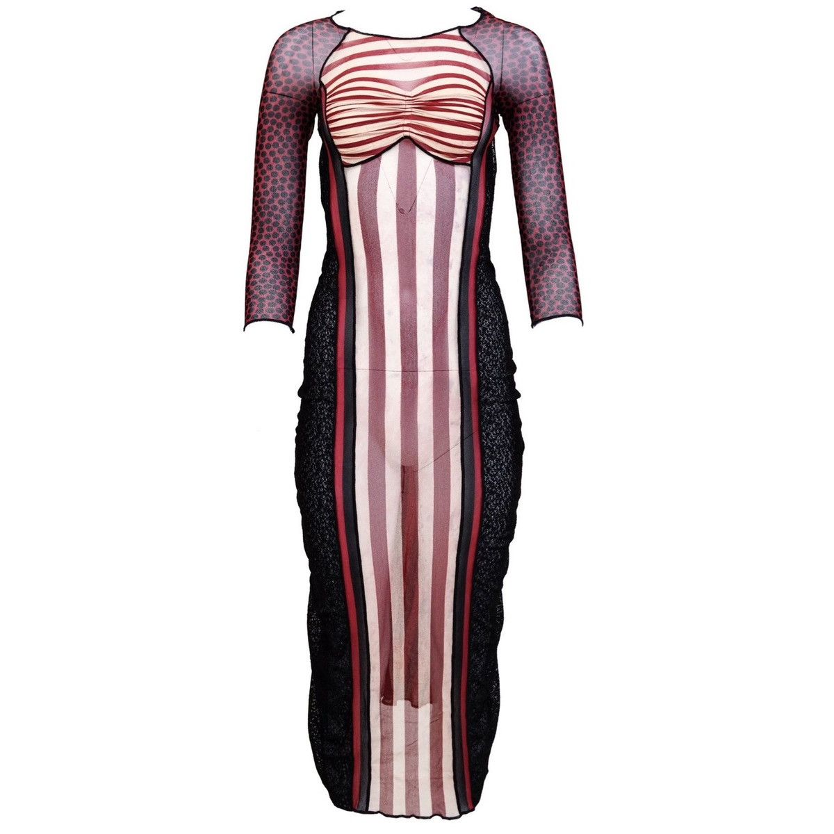 Jean Paul Gaultier Jean Paul Gaultier S/S 1996 Striped Mesh Dress Size S / US 4 / IT 40 - 1 Thumbnail