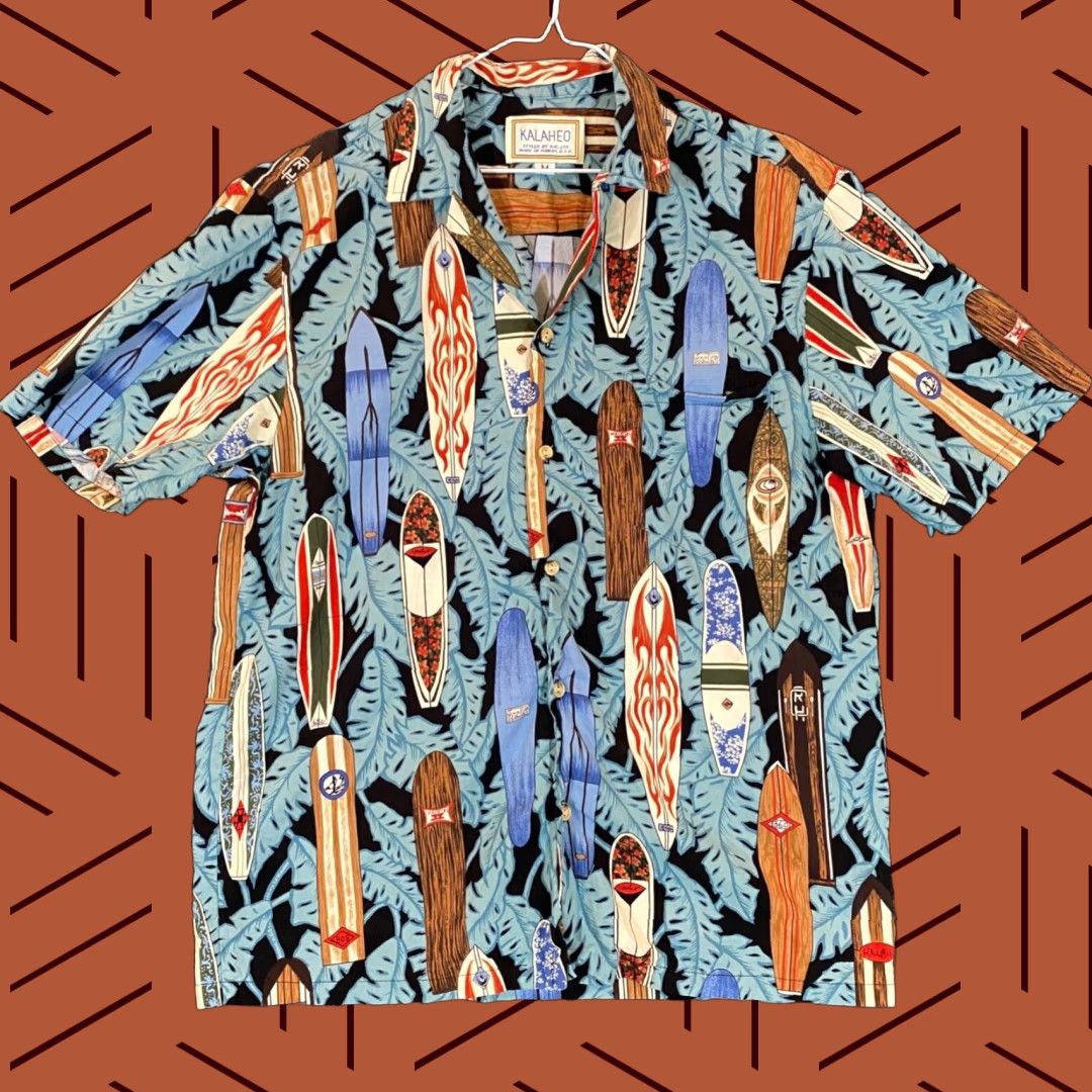 Vintage Kalaheo Hawaiian Shirt Men Medium Blue Floral Surfboards Short Sleeve Button-Up Casual Summer Spring Fall Winter Size US M / EU 48-50 / 2 - 1 Thumbnail