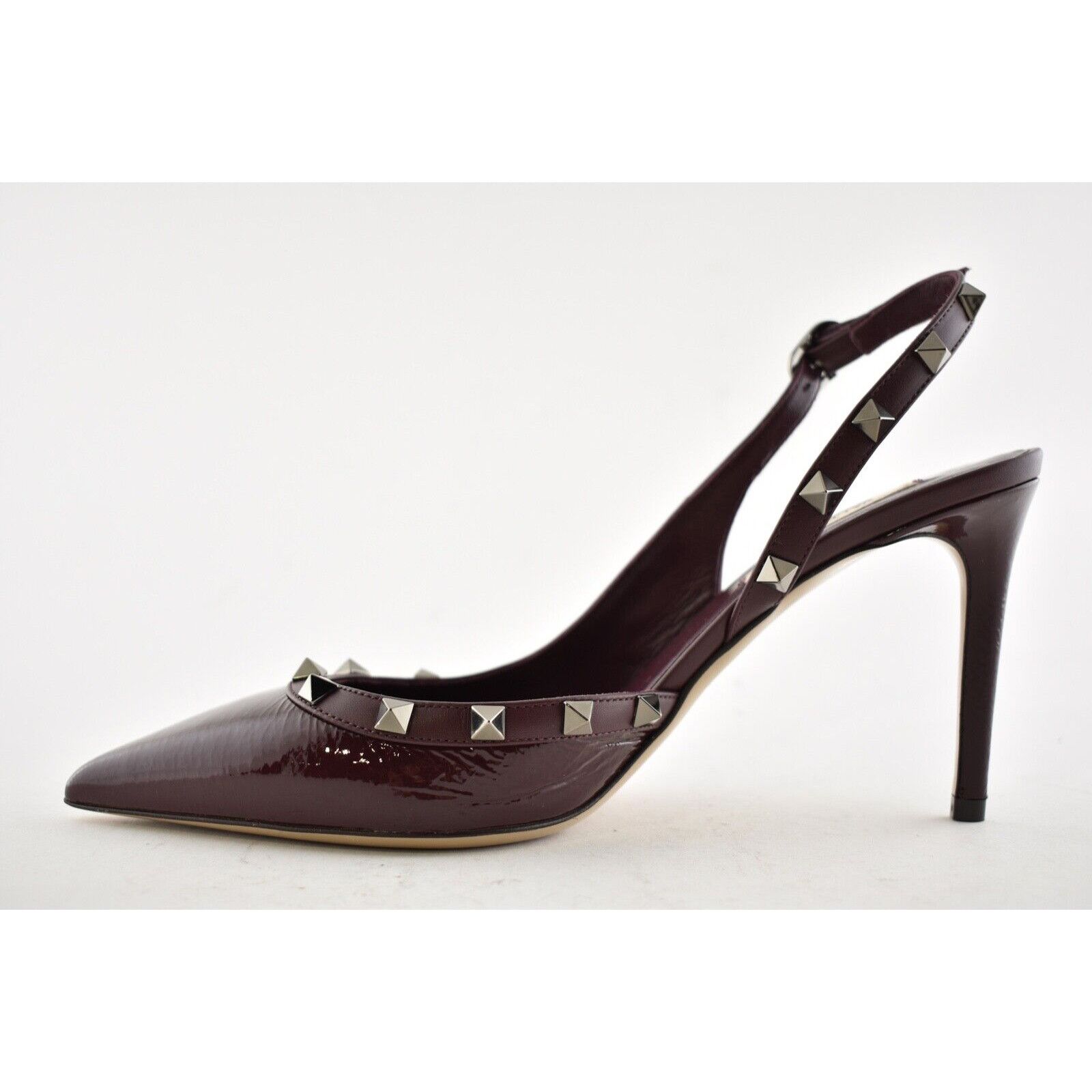 Valentino Valentino Rockstud 85 Rubin Red Patent Leather Slingback Size US 8.5 / IT 38.5 - 7 Thumbnail