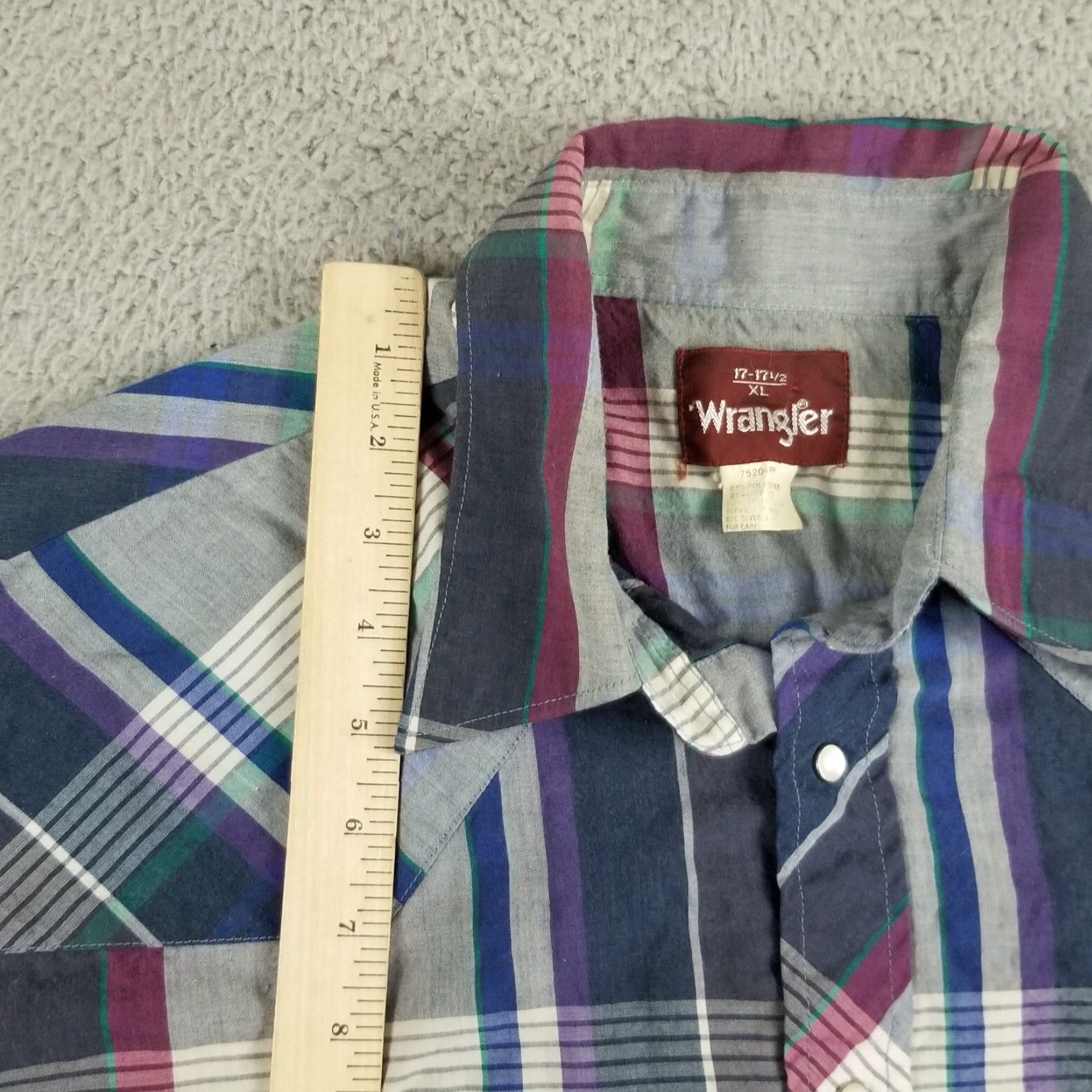 Wrangler WRANGLER Western Pearl Snap Plaid Shirt Pink XL Long Sleeve Mens Size US XL / EU 56 / 4 - 3 Thumbnail