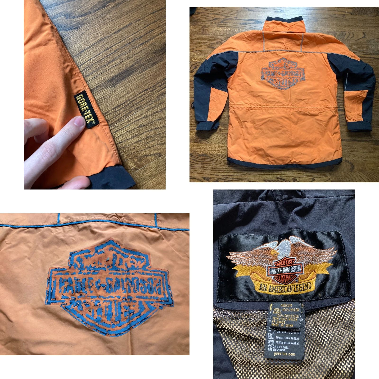 Harley Davidson Harley-Davidson Jacket Rain Coat GoreTex Orange Black Mens M Water Resistant Riding Motorcycle Outdoor Size US M / EU 48-50 / 2 - 9 Thumbnail