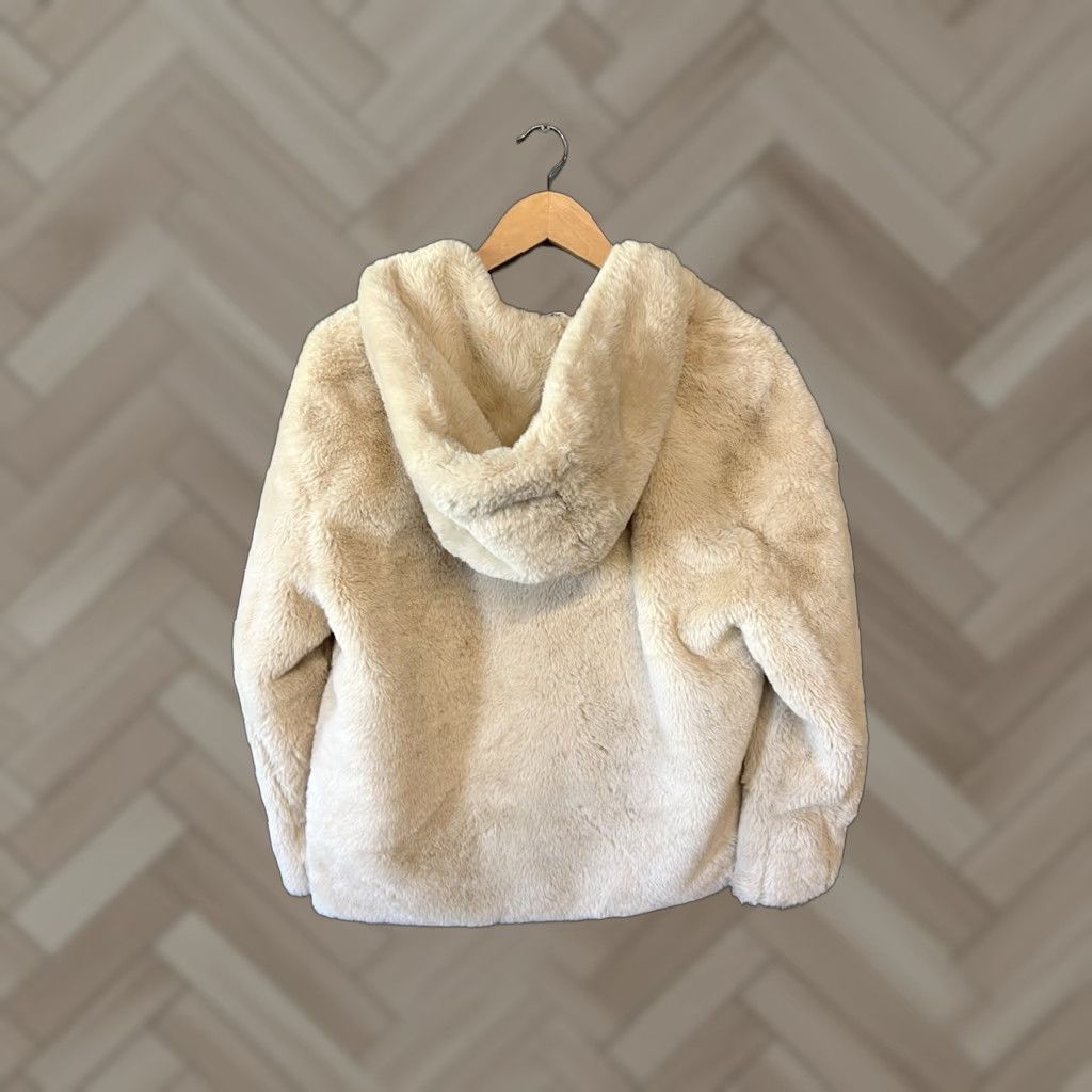 Zara Zara Basic Womens Beige Hooded Sherpa Button Up Sweater XS Size XS / US 0-2 / IT 36-38 - 1 Thumbnail