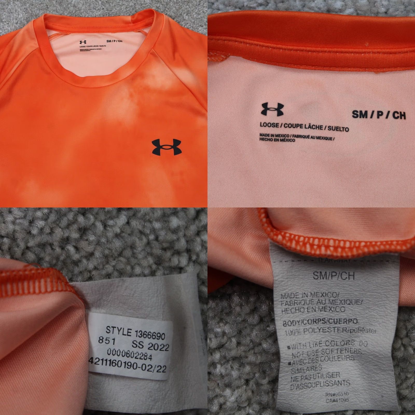 Under Armour Under Armour The Tech Tee Shirt Men Small Orange Tie Dye Loose Fit S/S 90s HeatGear Athletic Casual Pullover Crew Neck Logo Size US S / EU 44-46 / 1 - 8 Thumbnail